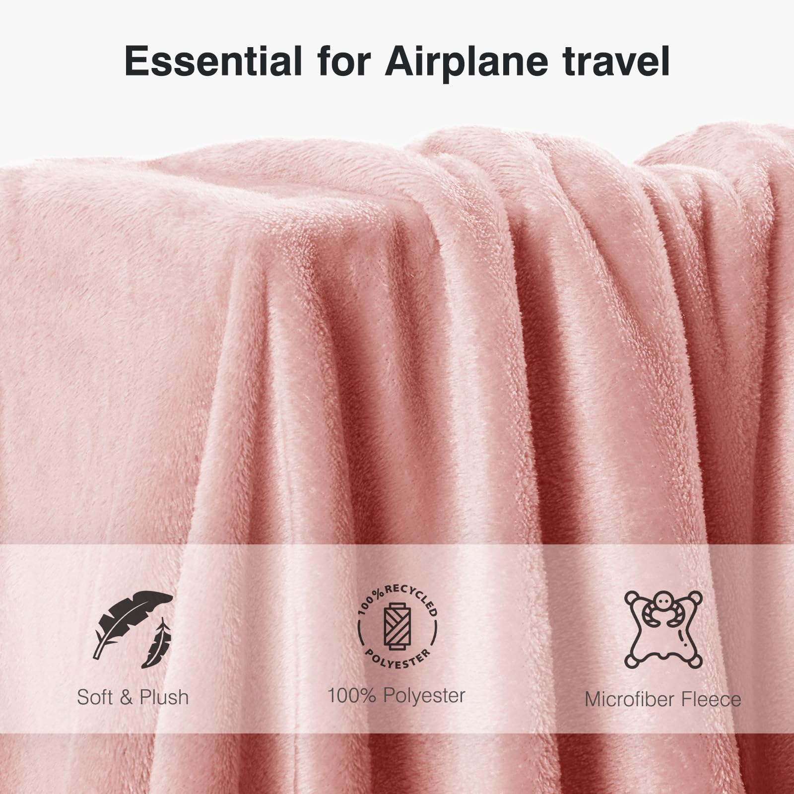 urnexttour Neck Pillow and Blanket Set Travel Pillows Travel Essentials for Airplane Pink