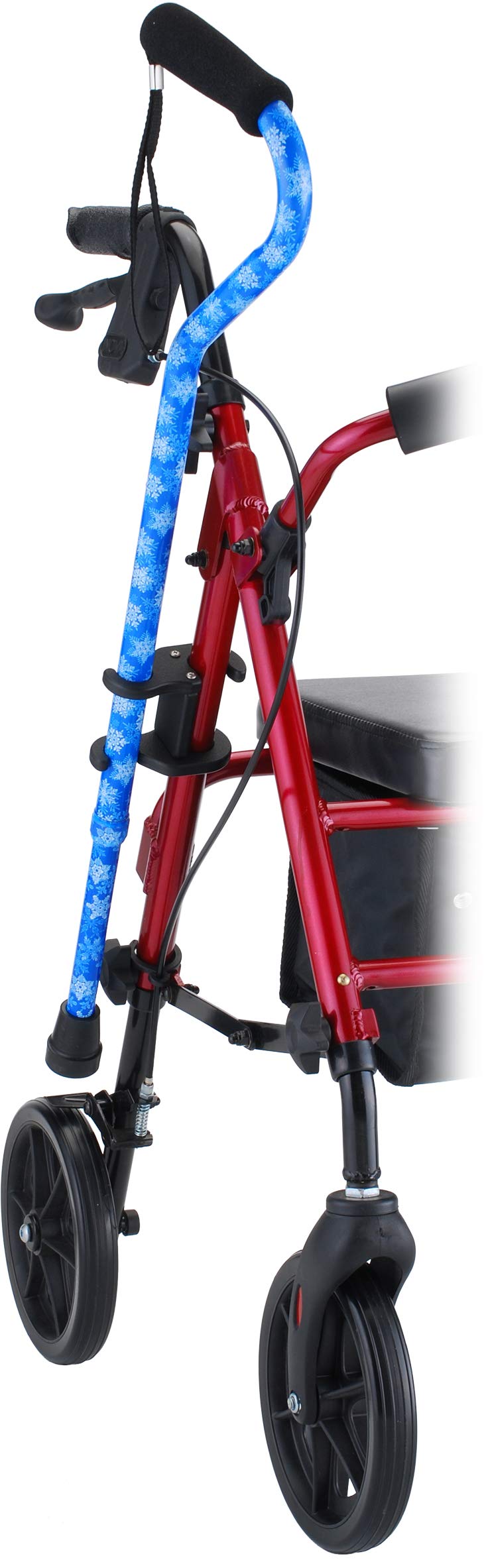 NOVA Cane Holder for Rollator and Folding Walker, Walking Cane Attachment for Walker, Snap-On Design