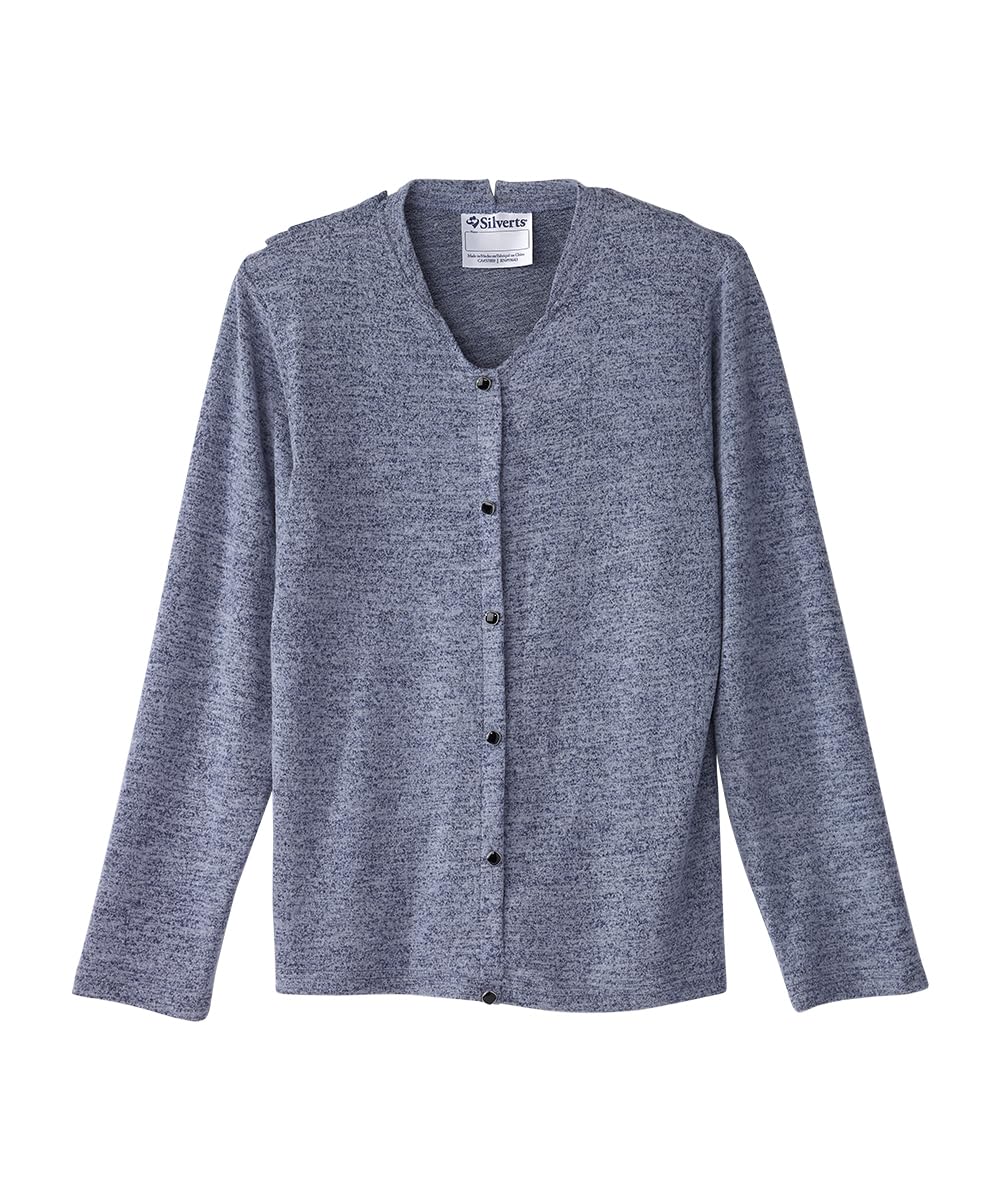 Women's Open Back Knit Button Top - River Heather SMA