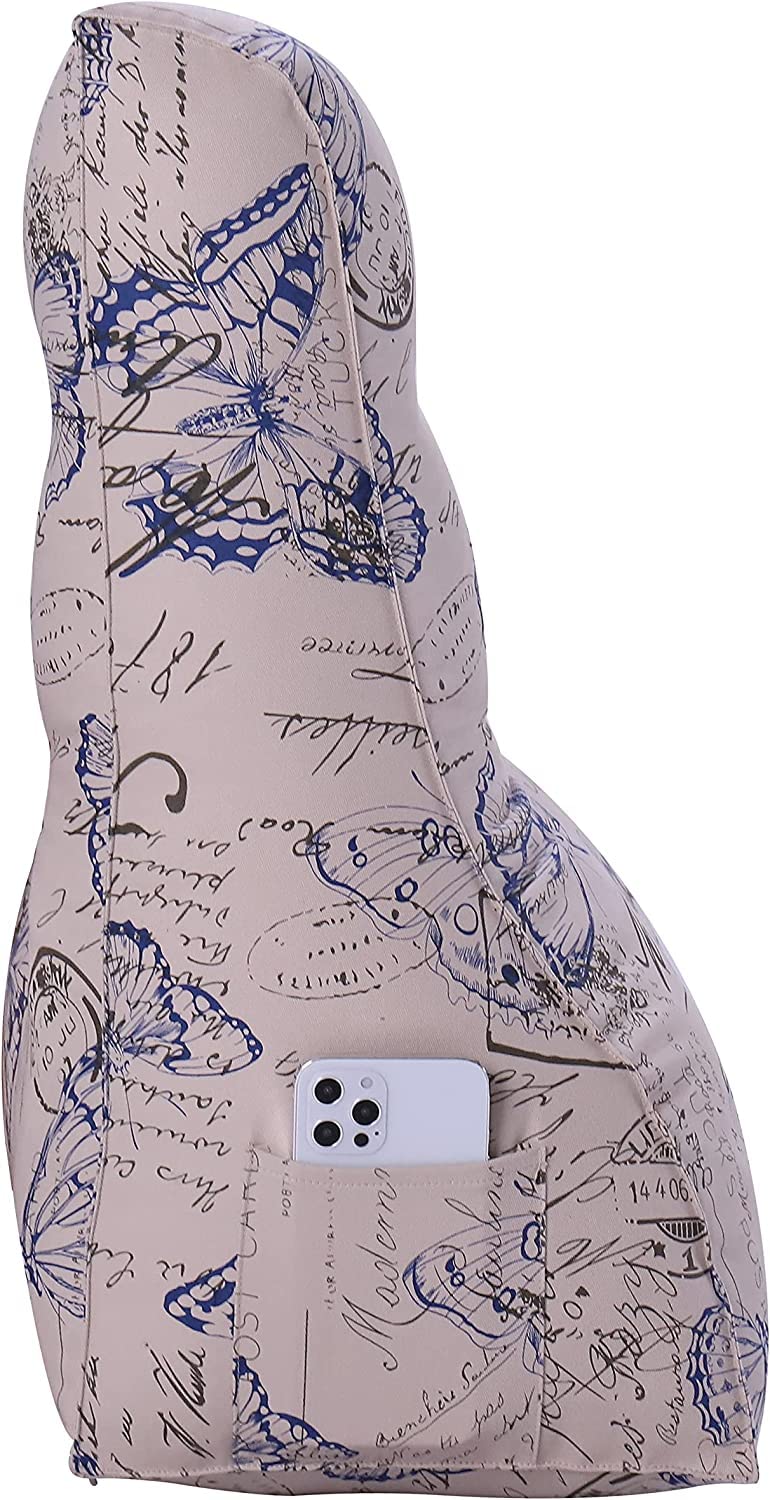 VERCART Ergonomic Reading Bed Rest Pillow Curved Shape Heightening Backrest Headboard for Sitting in Bed Positioning Wedge Back Support Reclining Pillow Decorative Pattern Sofa Pillows 24x10x24 in