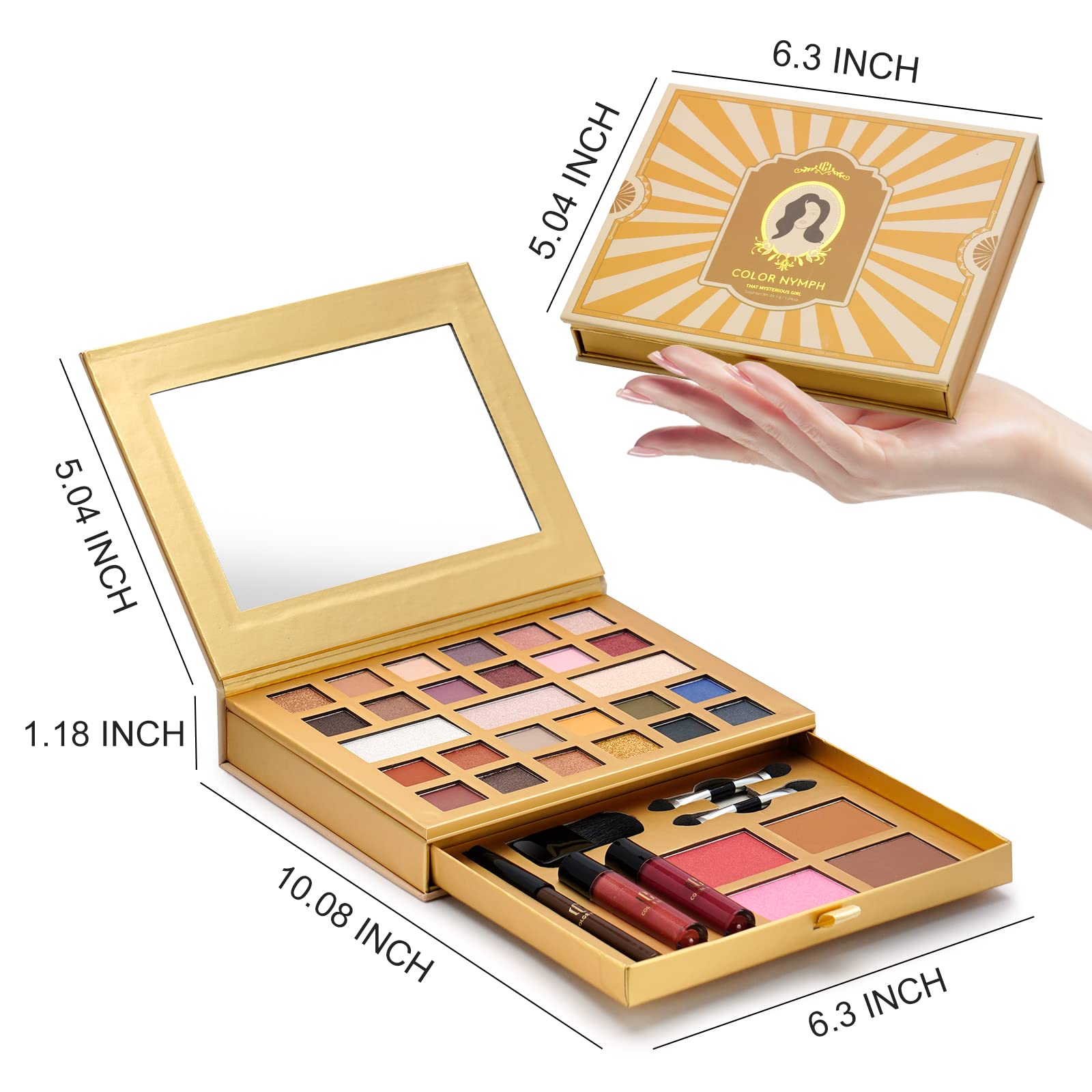 Color Nymph All-in-One Makeup Kit - Perfect Set for Women, Teens, and Beginners! Travel-Friendly Palette with 24 Eyeshadows, Lip Glosses, Brushes, and Mirror - Your Ultimate Makeup Solution!