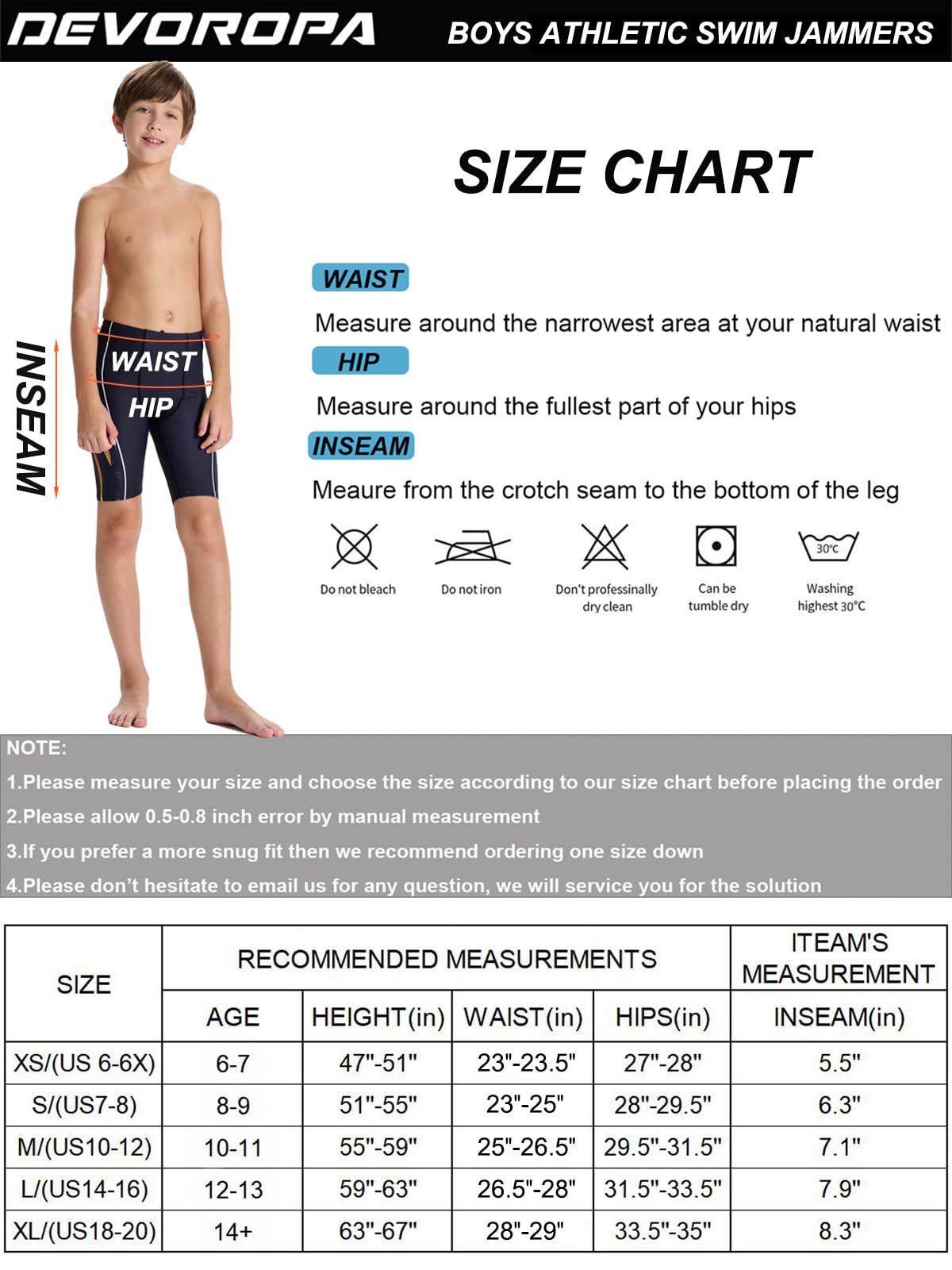 DEVOROPA Boys' Swim Jammers Youth Competitive Swim Team Suit Quick Dry Athletic Swimming Shorts UPF 50+ Abstract E M