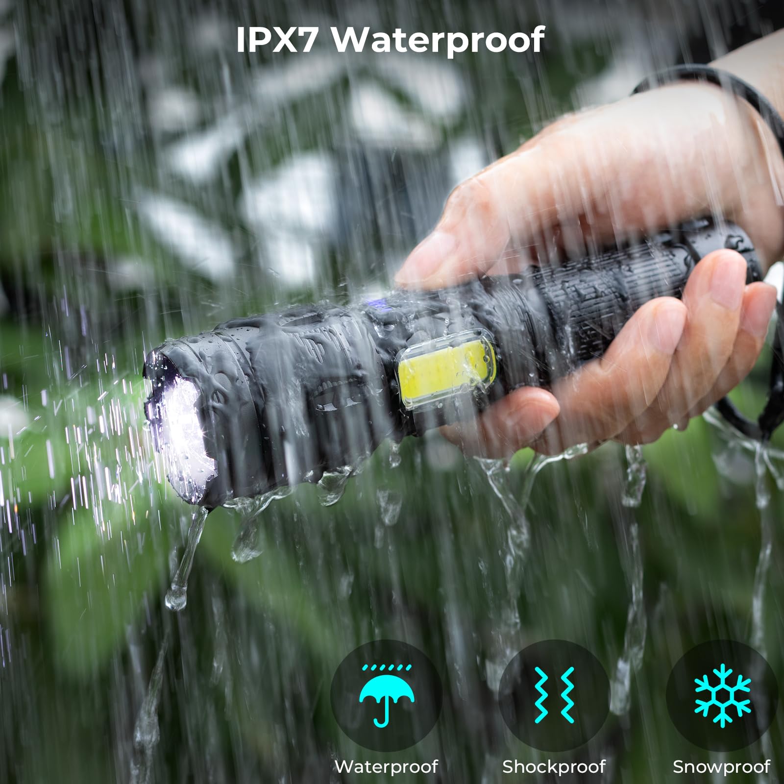 AURASEASON Rechargeable Flashlights High Lumens, 990,000 Lumen Super Bright Led Flash Light, Powerful Flashlight with 7 Modes, COB Light, IPX7 Waterproof for Camping, Emergencies