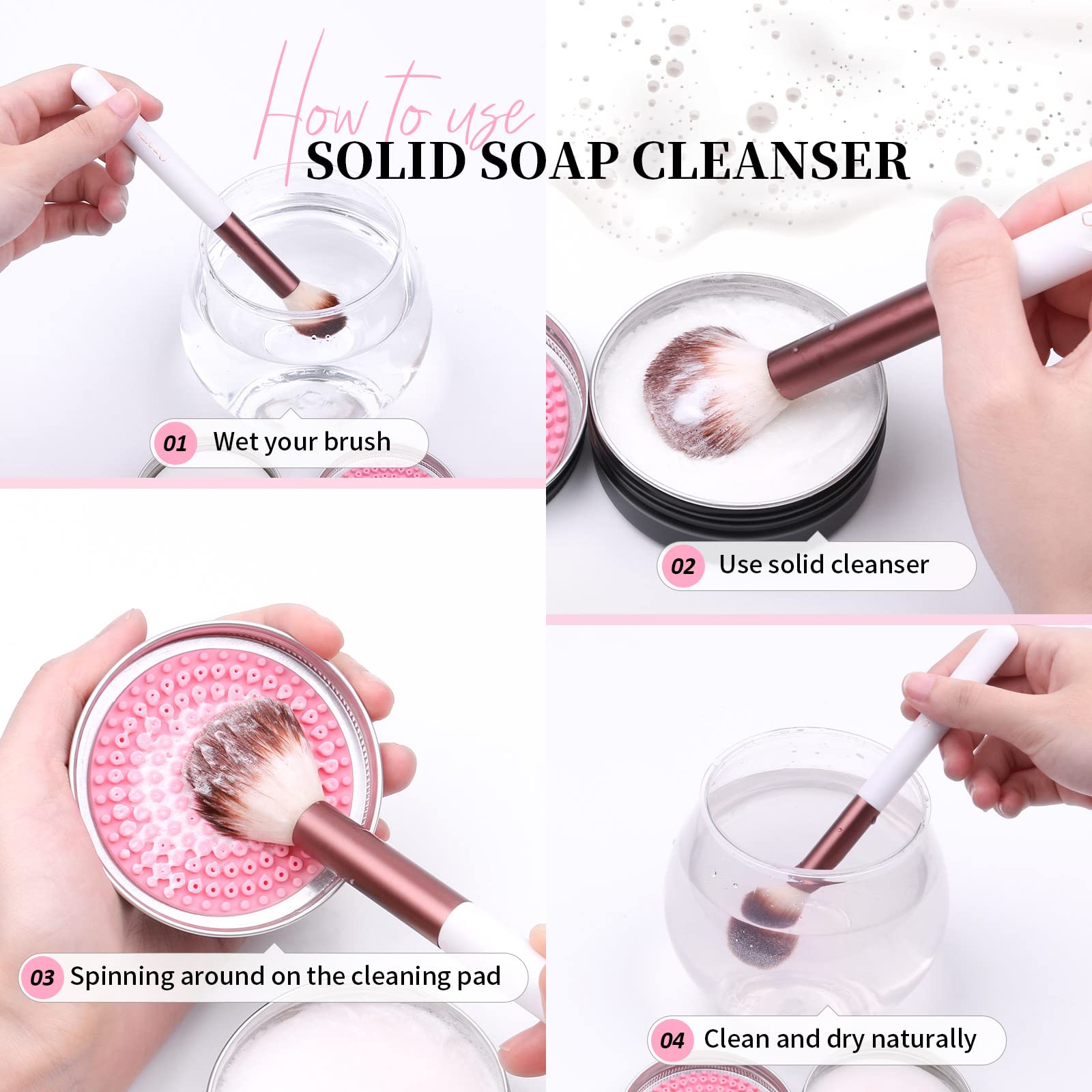 DUcare Makeup Brush Cleaner Shampoo Soap Solid Brush Cleaning Mat Removes Cosmetic Color Brush Cleaner Pad for Cleaning Makeup Sponges Brushes