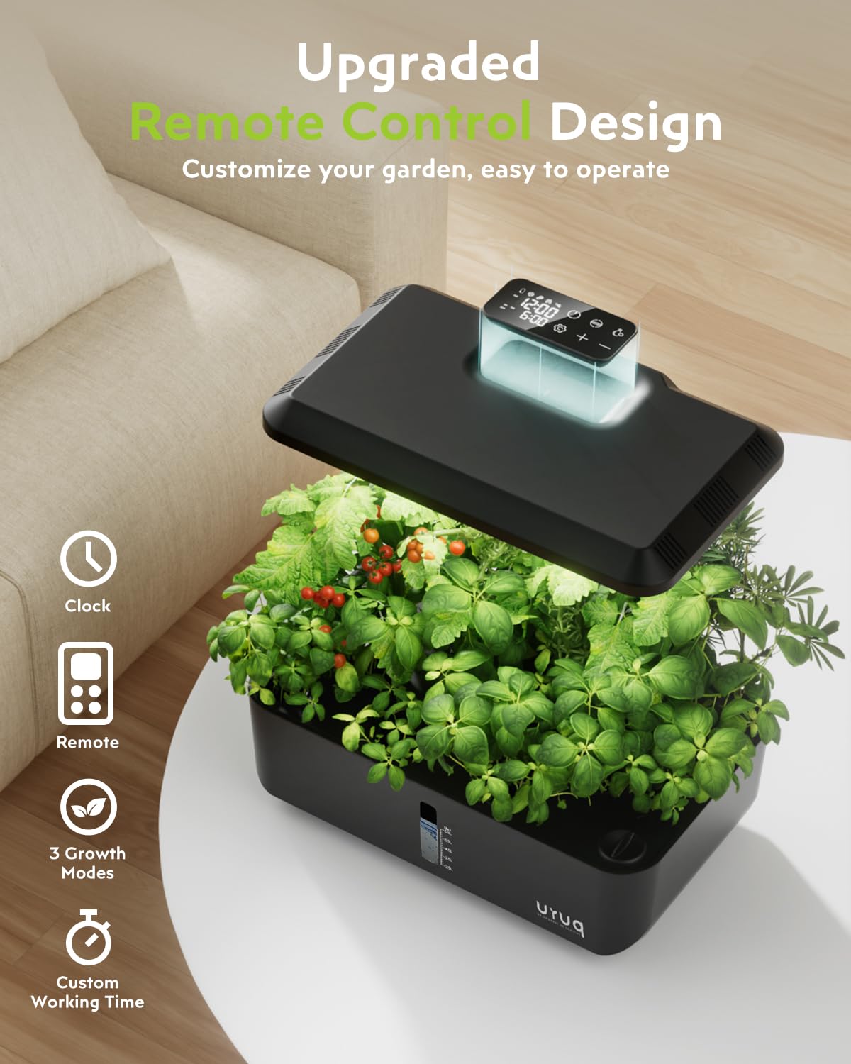 URUQ Hydroponic Garden Remote Control: Compatible with HP-GC202 Hydroponics Growing System Indoor Herb Garden Black