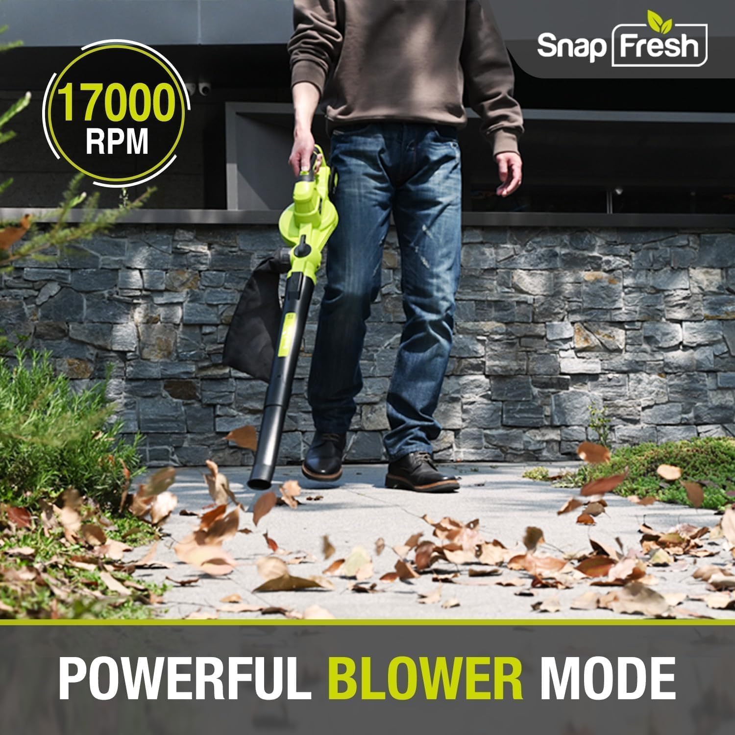 SnapFresh Cordless Blower & Vacuum - 2 in 1 Electric Blower with 4.0Ah Lithium Battery & 2h Fast Charger, 20V Handheld Vacuum Sweeper with Bag for Small Trash, Car, Dust, Pet Hair, Corner Cleaning