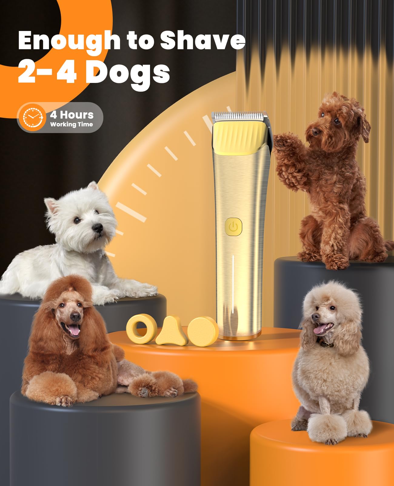 oneisall Dog Clippers for Grooming for Heavy Thick Coat, 2 Speed Low Noise Dog Grooming Kit Rechargeable Cordless Dog Trimmers with Metal Blade for Dogs,Pets