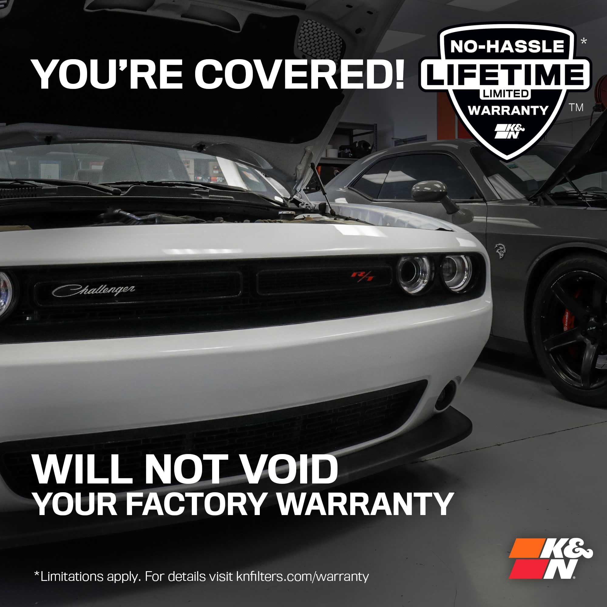 K&N Cold Air Intake Kit: Increase Acceleration & Engine Growl, Guaranteed to Increase Horsepower up to 7HP: Compatible with 3.6L, V6, 2011-2019 Dodge/Chrysler (Challenger, Charger, 300, C), 69-2544TP