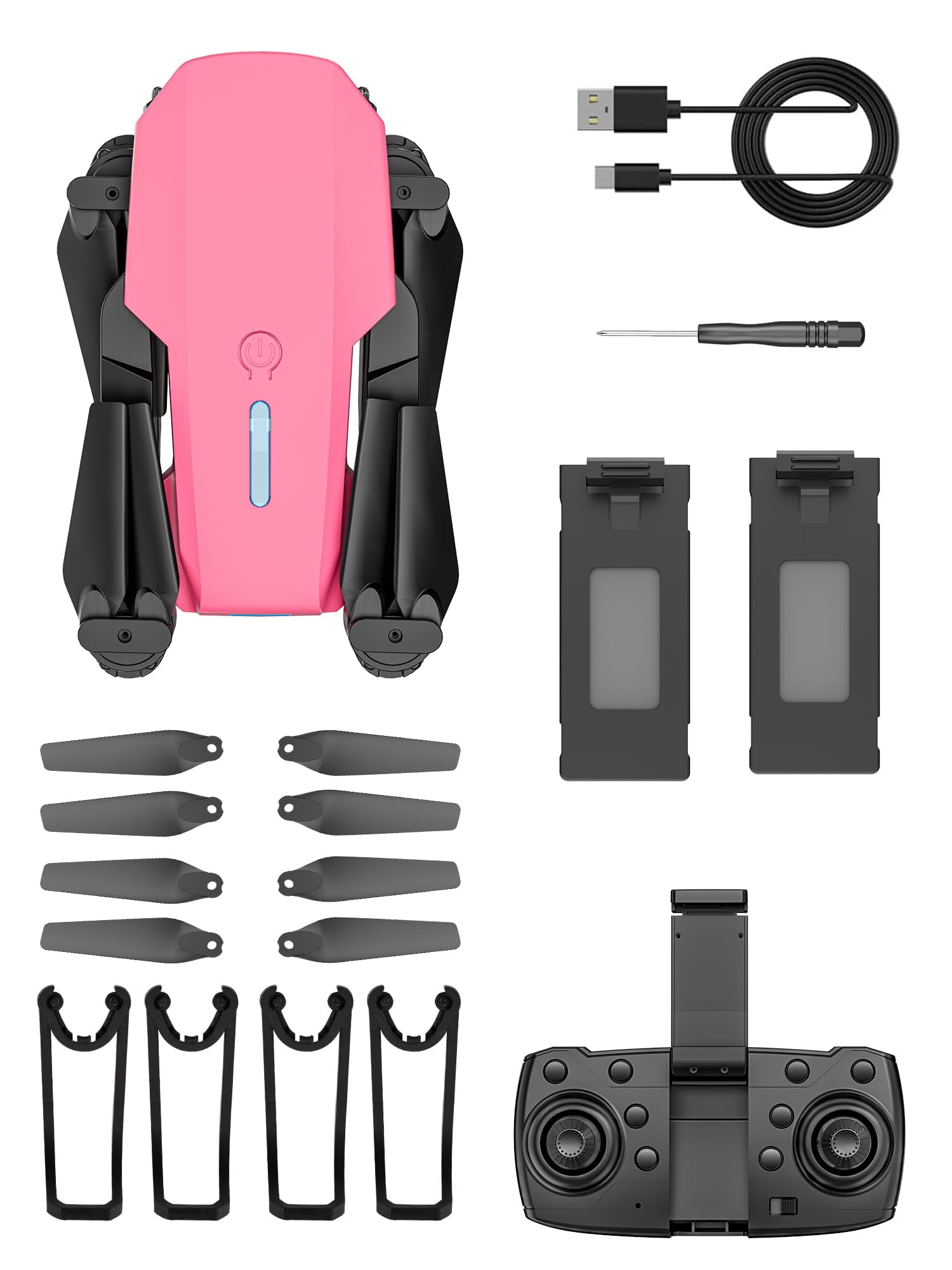 Drone for Kids 8-12, 13-15, Drone with Camera, Foldable Remote Control Quadcopter with Altitude Hold, Gestures Selfie, One Key Start, 360° Flips, 2 Batteries, Toy Gifts for Boys Girls (Pink)