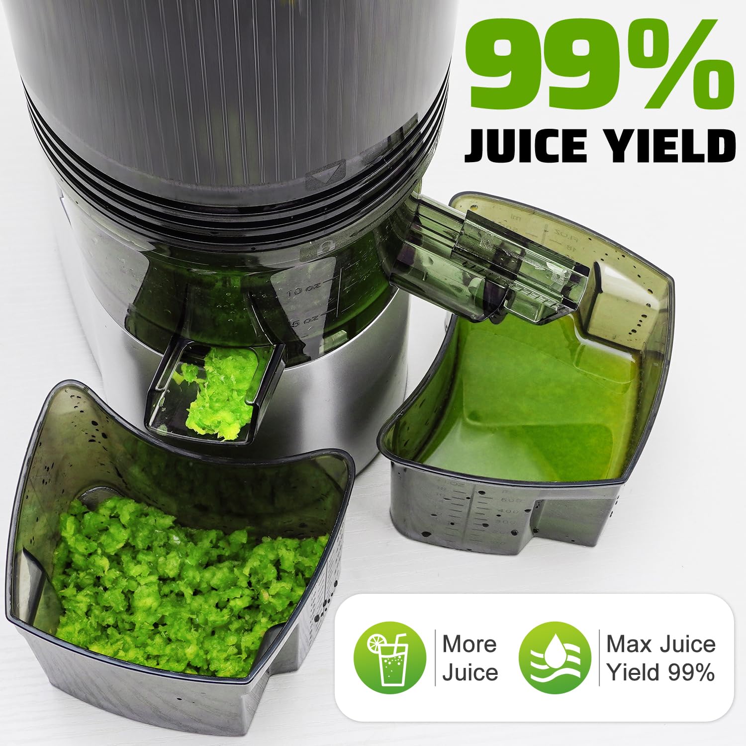 Cold Press Juicer, 5.4" Wide Feed Chute Juice Extractor Machine with 400W, High Juice Yield, Slow Masticating Juicer for Whole Vegetables & Fruits