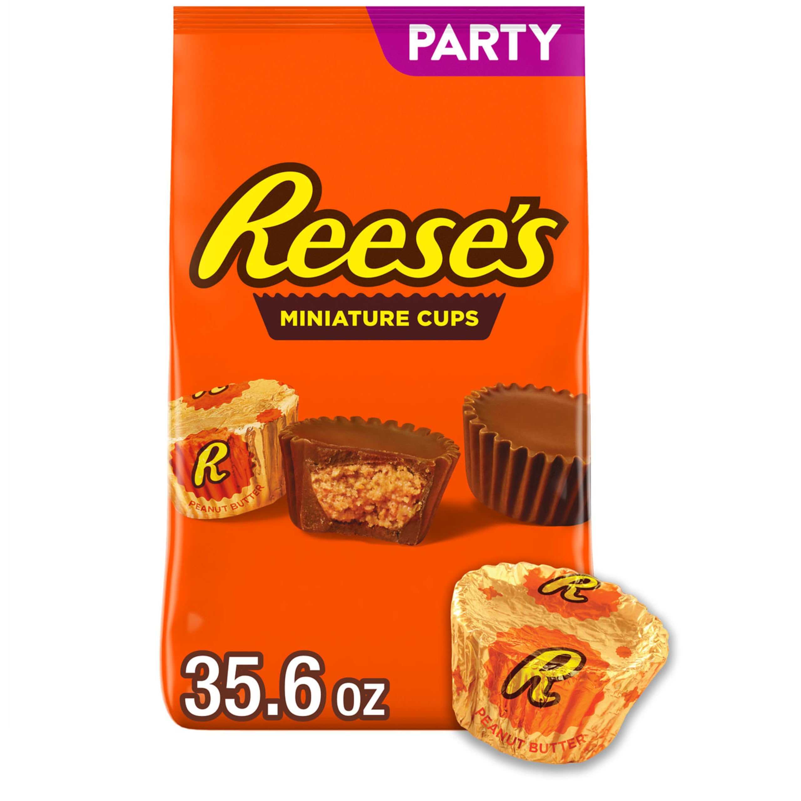 REESE'S Miniatures Milk Chocolate Peanut Butter Cups, Candy Party Pack, 35.6 oz