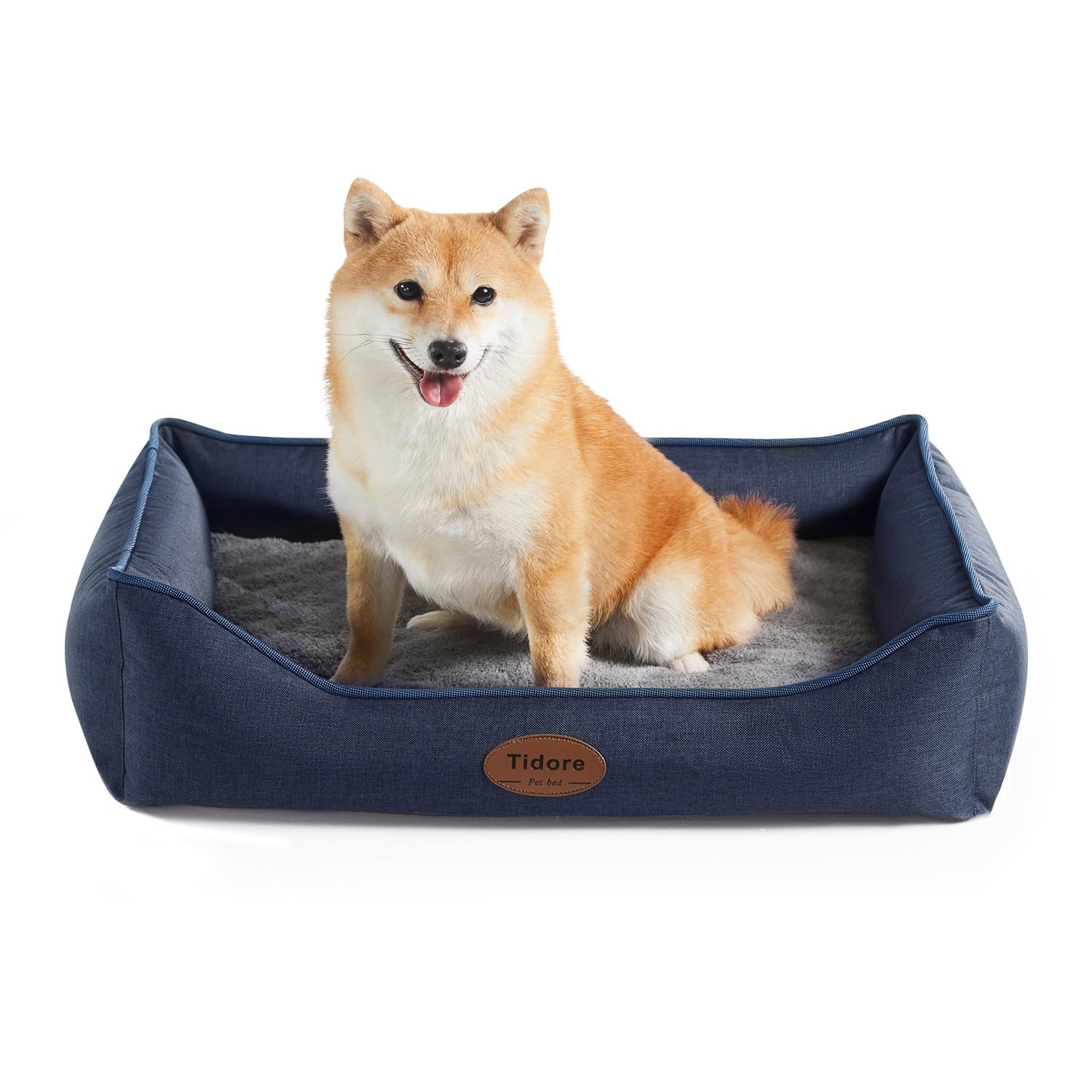 Tidore Orthopedic Dog Beds for Small Dogs, Durable Egg Crate Foam Sofa Dog Bed wit Washable Removable Cover,Waterproof Lining and Nonskid Bottom,Pet Bed for Medium Dogs (Navy Blue, Medium)