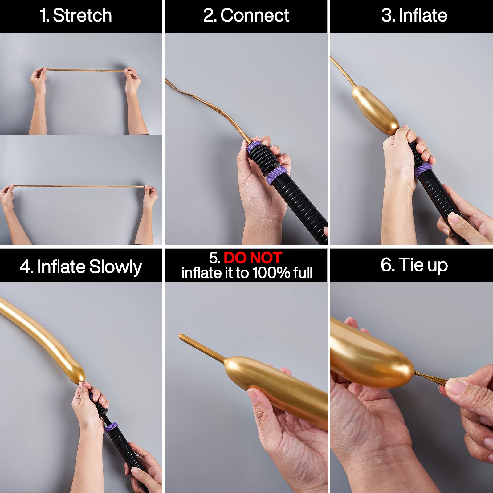 PartyWoo Metallic Twisting Balloons, 50 pcs Long 260Q Modelling in 6 Metallic Colors, Magic Animal Balloons for Children's Party, Carnivals, Jungle Party