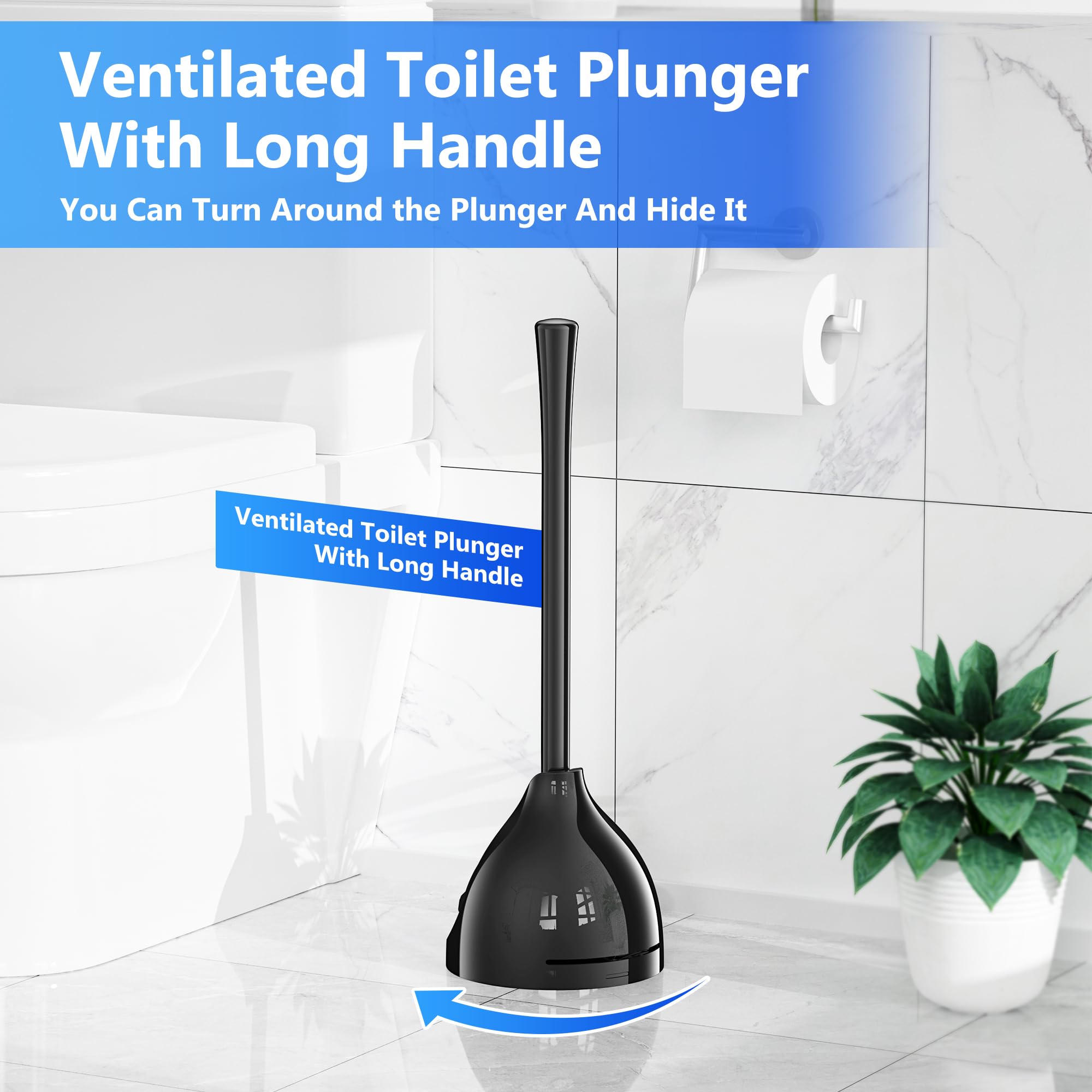 LOVLOY Toilet Plunger with Holder, Plunger with Unique Holder, Plungers for Bathroom with Holder, Toilet Plunger Heavy Duty (1, Black)