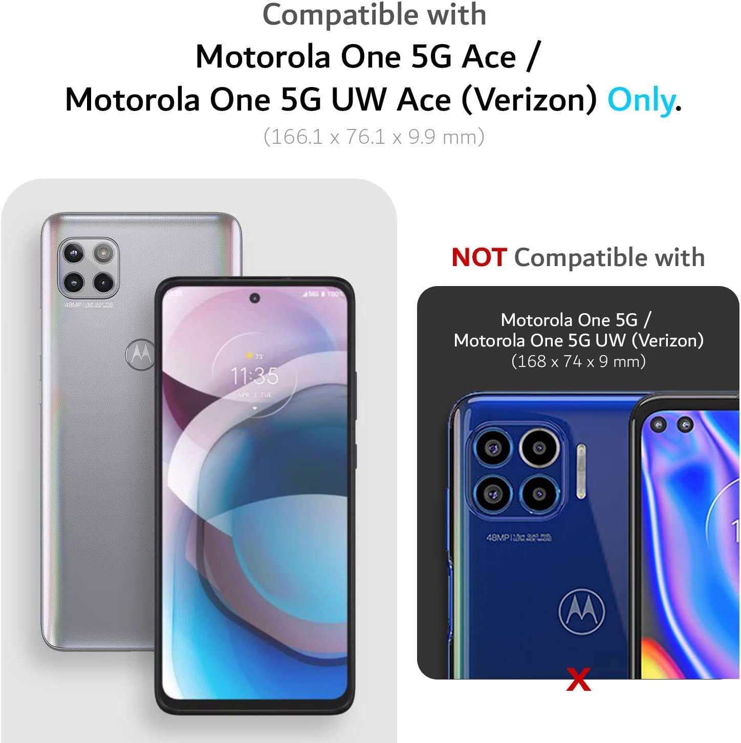 NZND for Motorola One 5G Ace (One 5G UW Ace) Case with Built-in Screen Protector, [16FT Military Grade Drop Tested] Full-Body Protective Shockproof Rugged Bumper Case (Marble Design Sapphire)