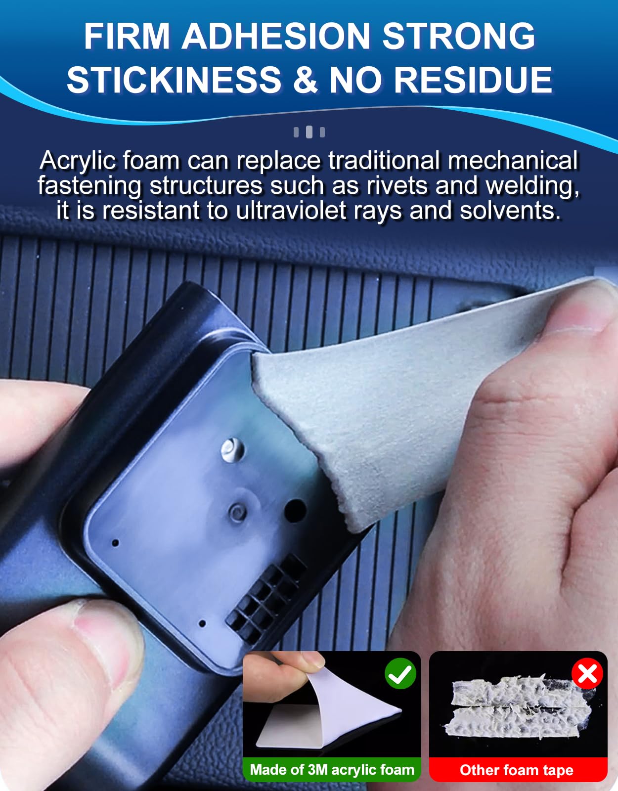 PHIXBEAR 32 Pcs Large Double Sided Adhesive Tape Squares Heavy Duty, Made of 3M PE, Strong Sticky Pads Waterproof Heat Resistant, Extreme Mounting Foam Tape, Car Home Outdoor Use, 1.69x2.15 Inch