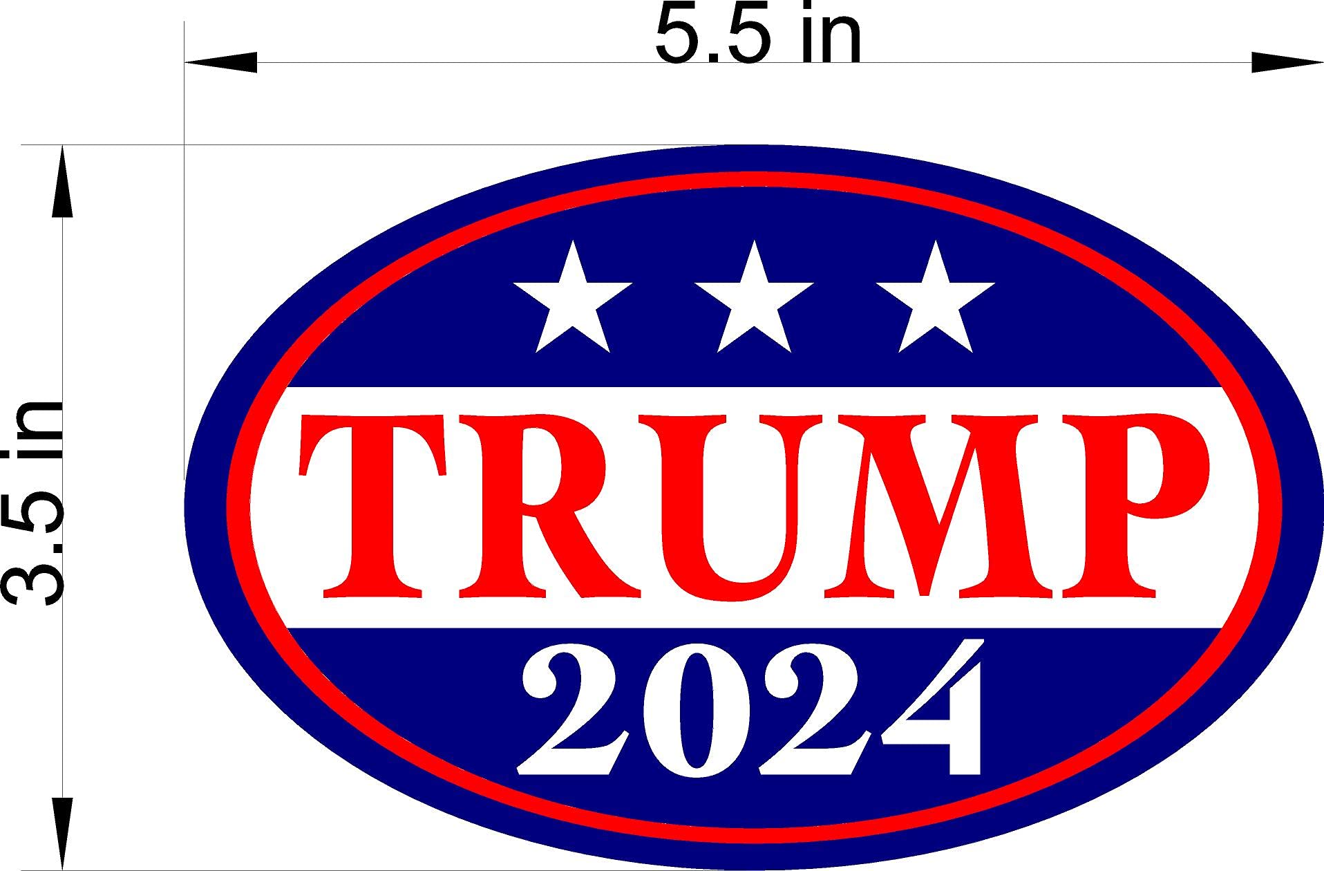 Trump 2024 Donald Trump for President Magnetic Bumper Sticker Oval, Share w/Family & Friends - Political Sticker for Vehicle, Refrigerator - Car Magnet Decal, Room & Wall Decor, Gift - 3.5"x5.5"