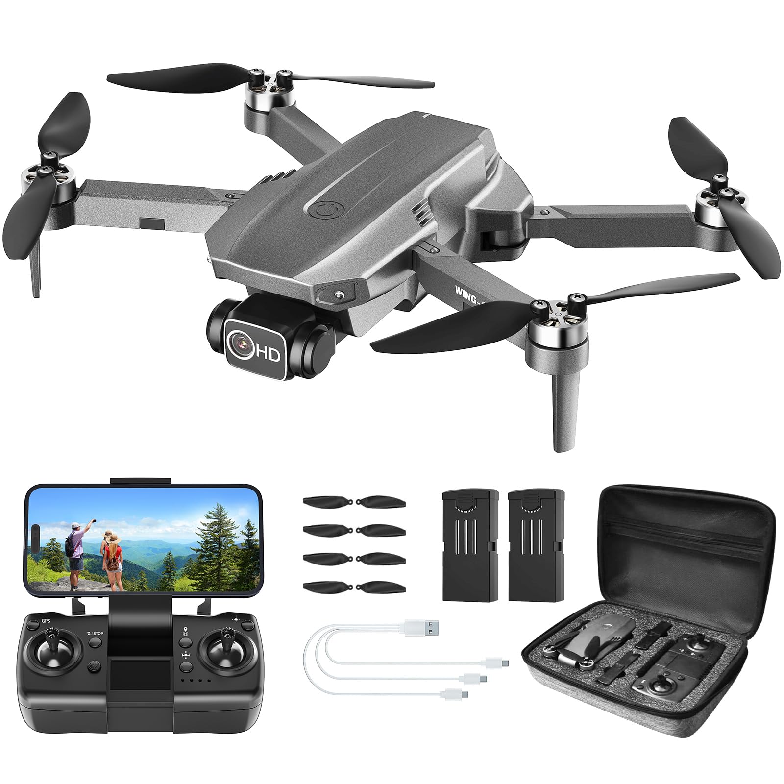 FERIETELF Drones with Camera for Adults 4K GPS - B12 Under 250g, Brushless Motor, Smart Return Home, Follow Me, Waypoint Fly, 50 Mins Long Flight, Lightweight and Foldable Drone for Beginner