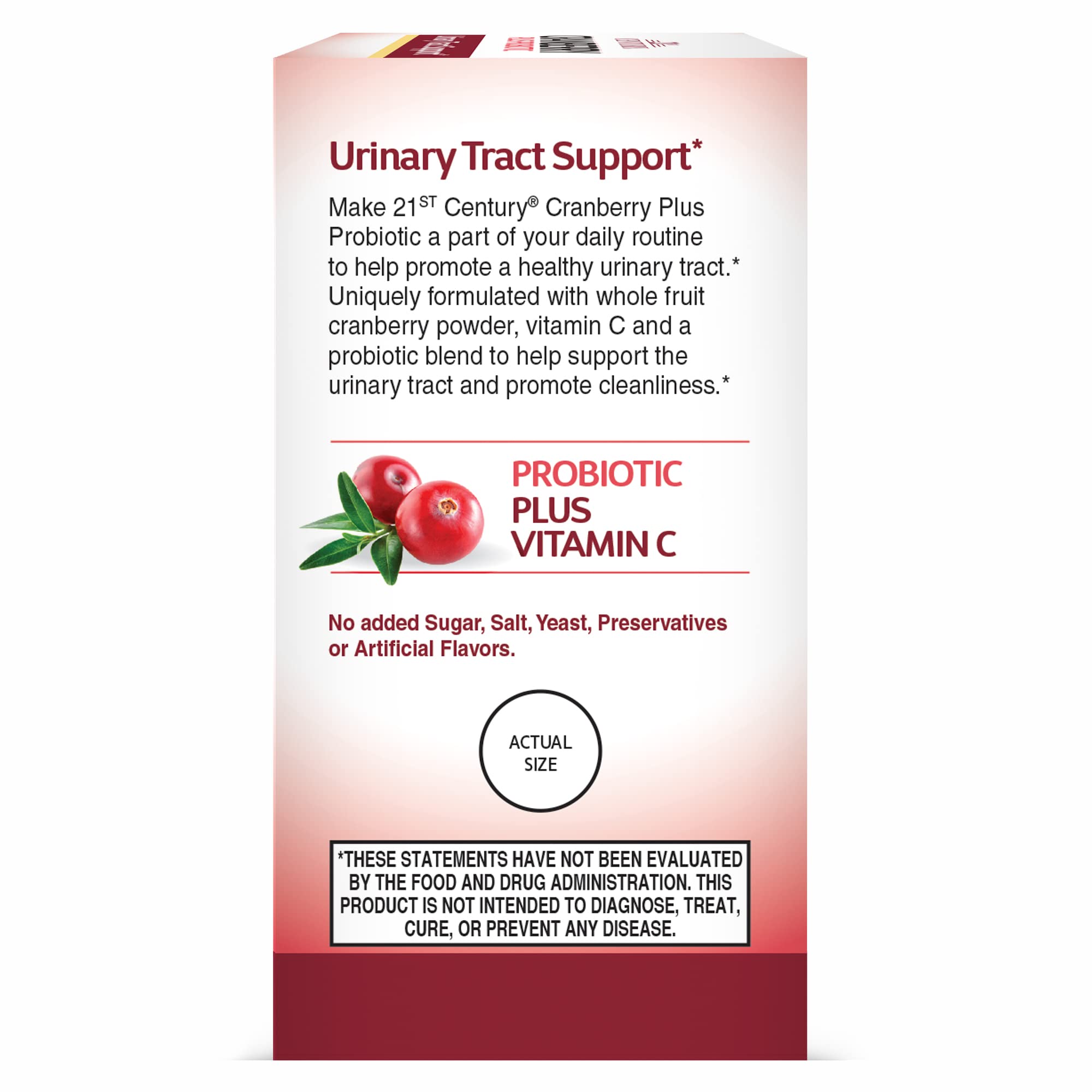 21st Century Cranberry Plus Probiotic Tablets, 60 Count