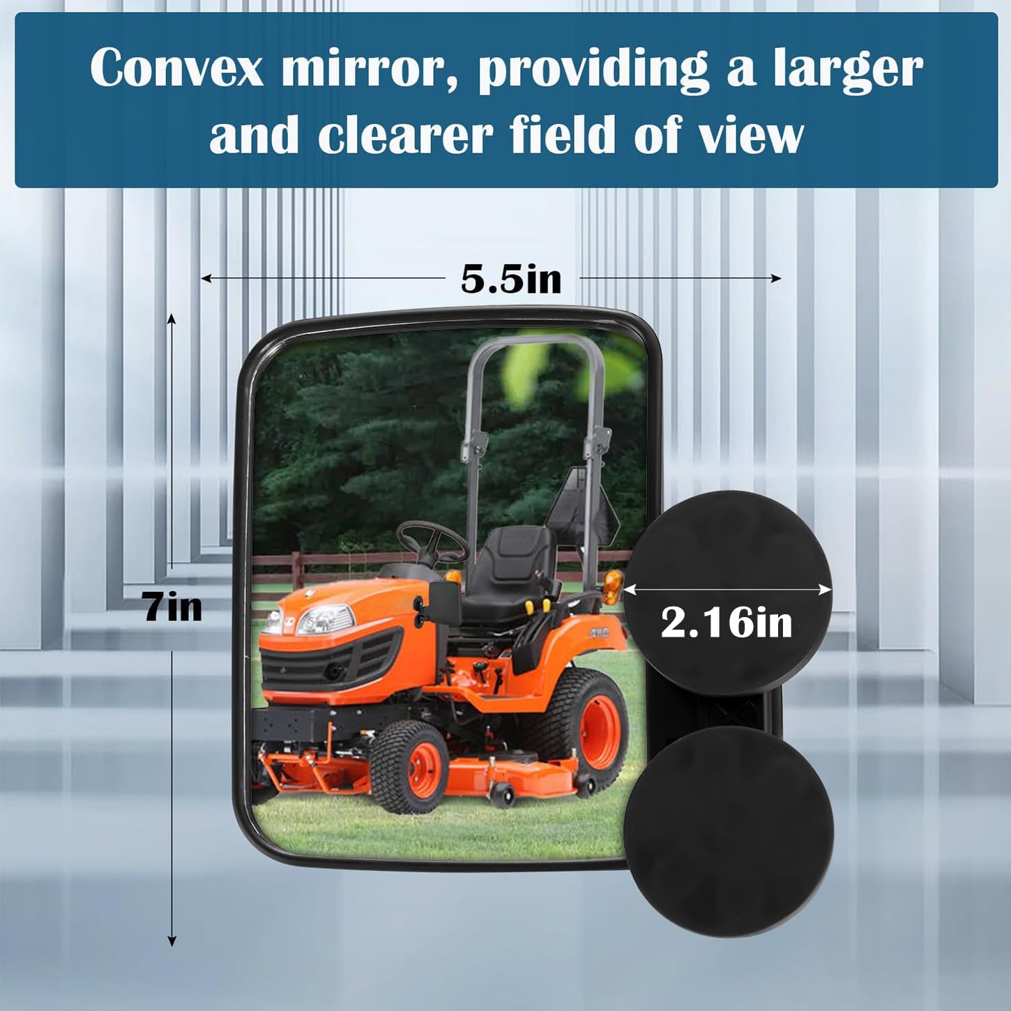 Magnetic Tractor Mirrors, Rearview Mirrors Compatible with Mahindra, Kubota, John Deere, and Lawn Mover Side Mirrors with Strong Magnets, Tractor Accessories Come Pre-Assembled.