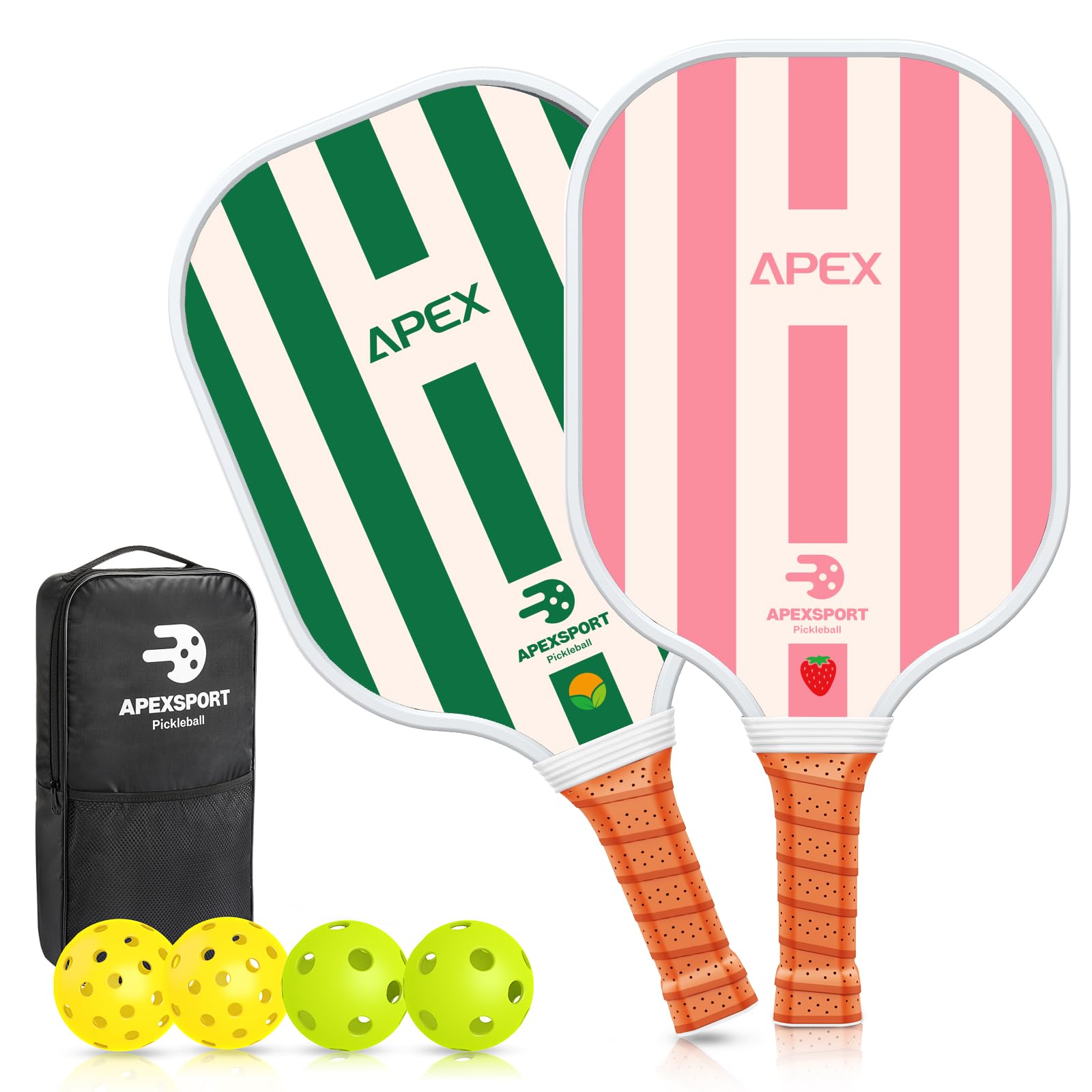 Pickleball Paddles Set of 2, USAPA Approved Lightweight Fiberglass Pickleball Set with 4 Pickleballs, 1 Pickleball Sling Bag, Pickleball Gifts for Women Men Beginners & Professional