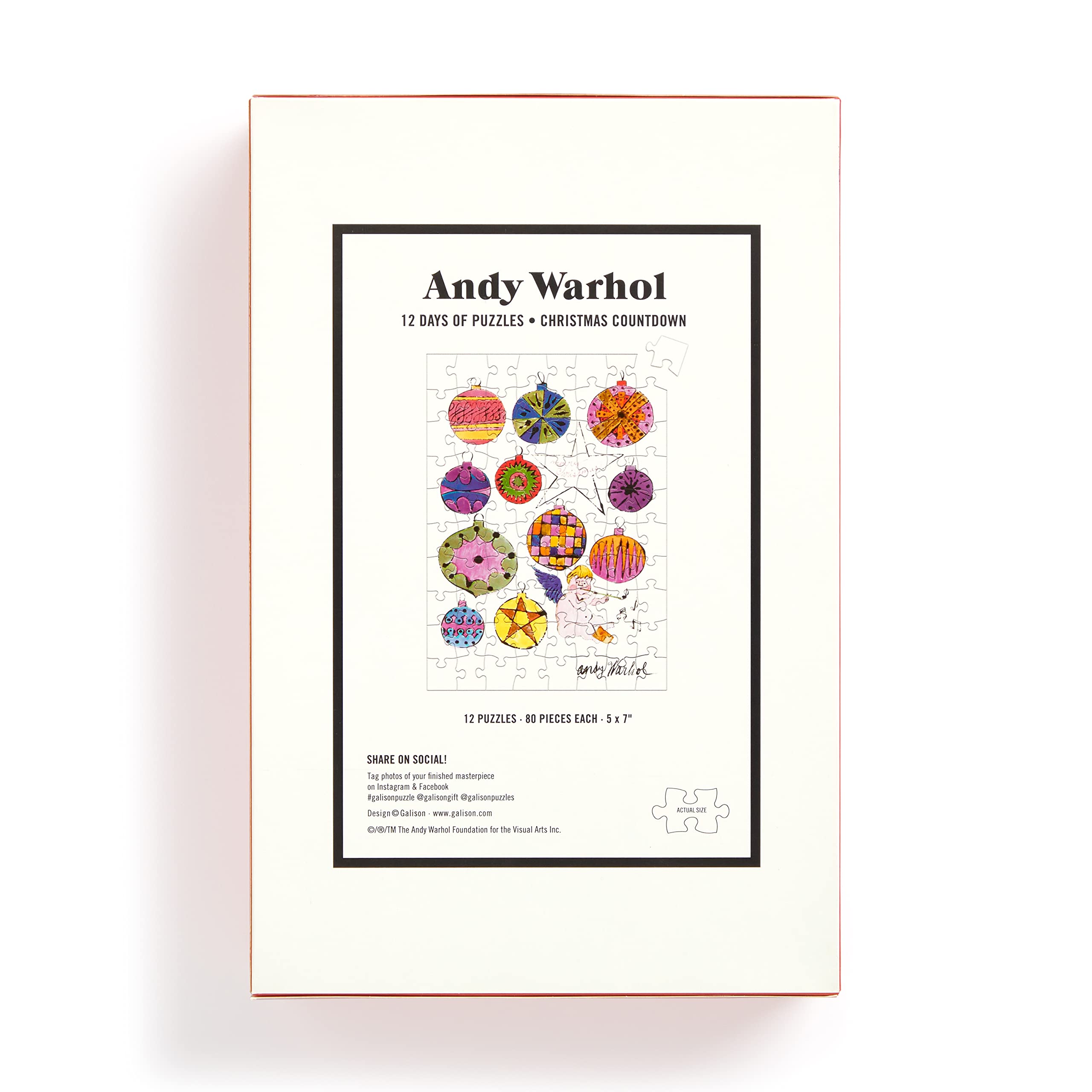 Galison Andy Warhol Christmas Countdown – 12 Days of Puzzles Featuring Iconic Whimsical Warhol 1950s Christmas Paintings Drawings and Prints