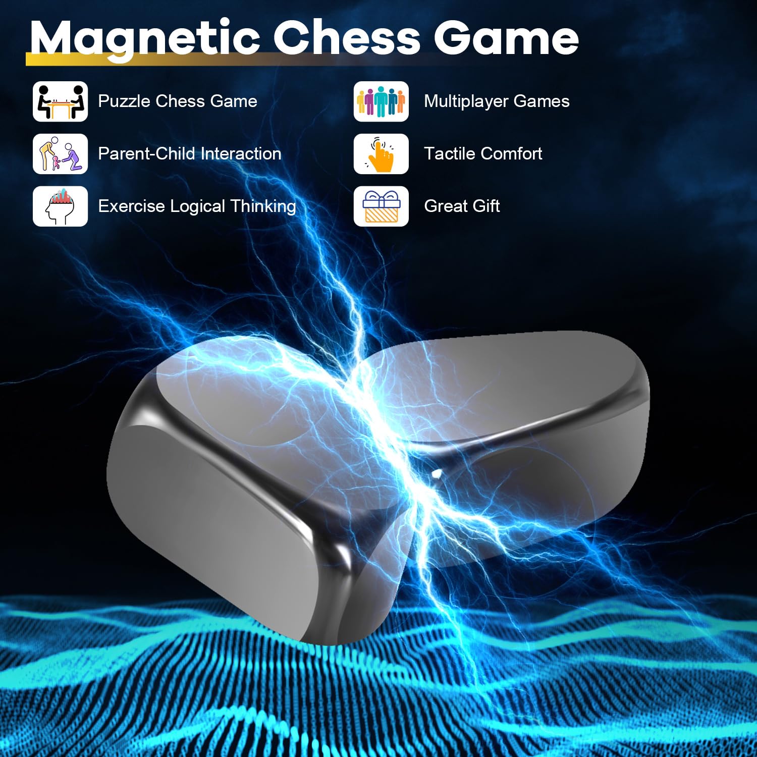 Magnetic Chess Game, Magnet Game with Rope, Party Travel Desktop Magnetic Strategy Game, Kids Gifts Family Games Educational Games for Kids and Adults