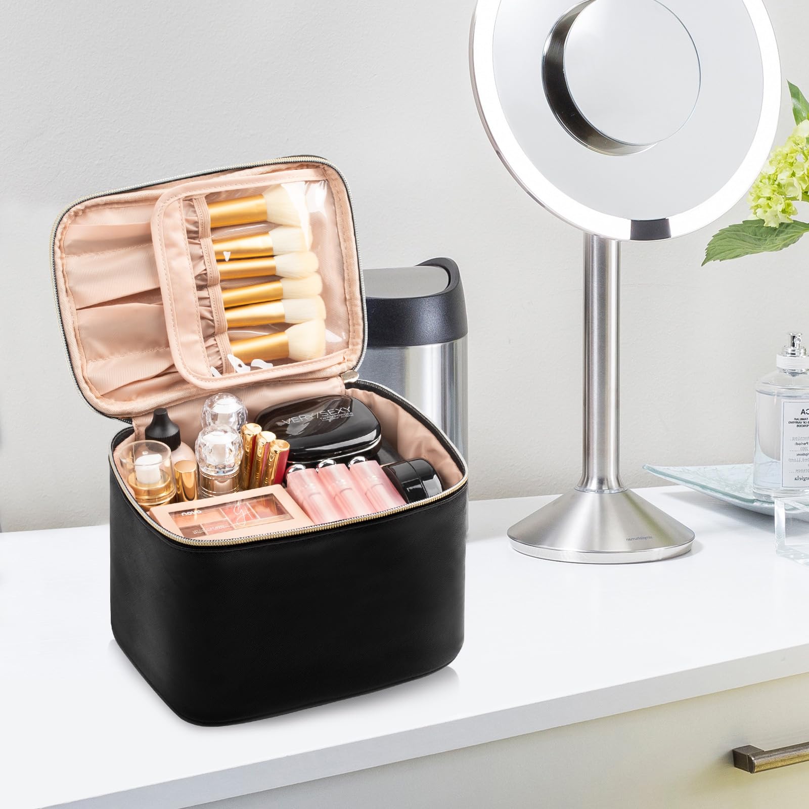 OCHEAL Makeup Bag, Large Capacity Travel Make Up Bag for Cosmetics Vertical Storage,Toiletry Bag for Skincare Makeup Organizer Bag