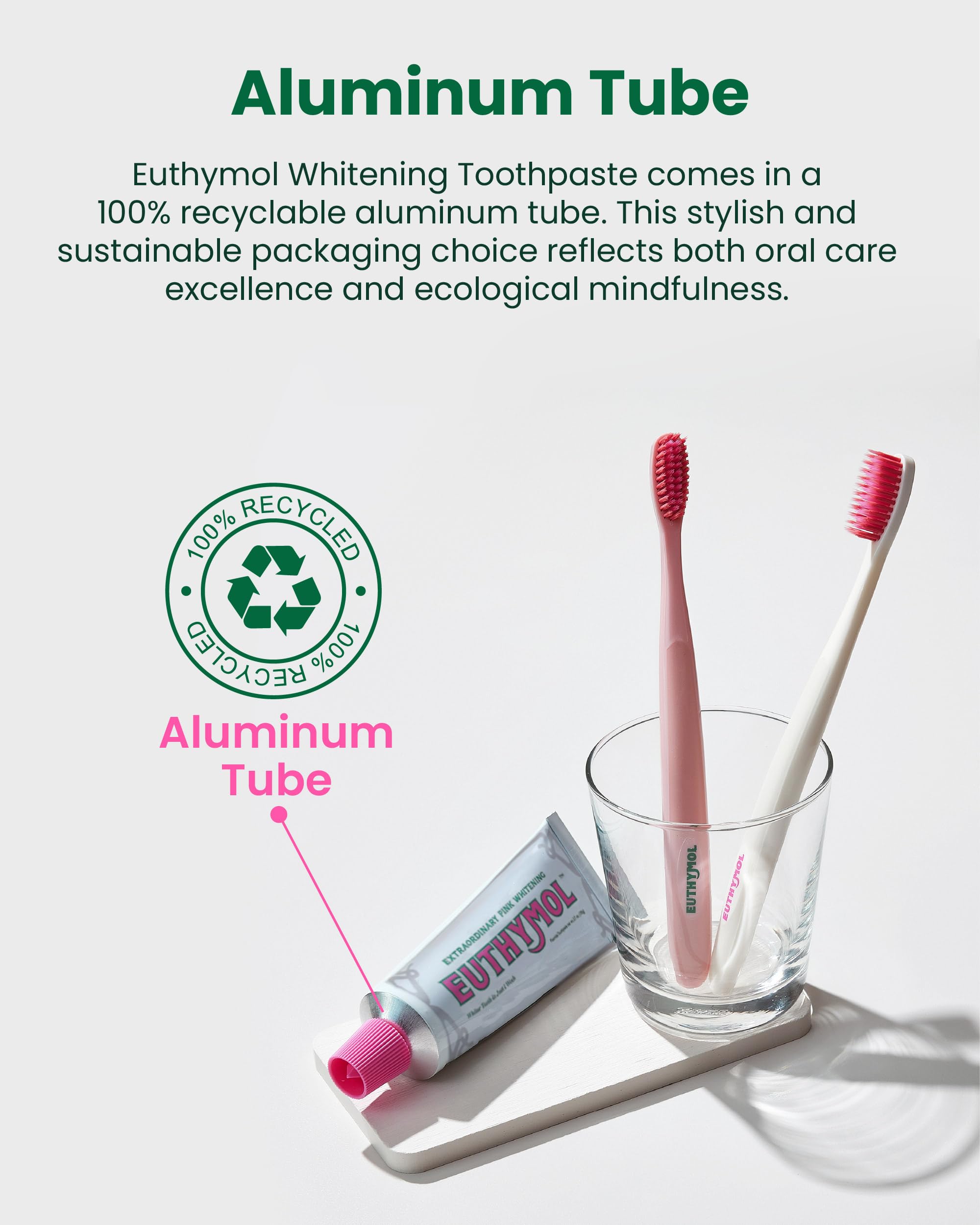 EUTHYMOL Whitening Toothpaste (3.7fl oz*3, Pack of 3) - Stain Removal in 2 Weeks, Long-Lasting Freshness for Sensitive Gum & Teeth. Bad Breath, Cavity Prevention. Recyclable Aluminum Tube