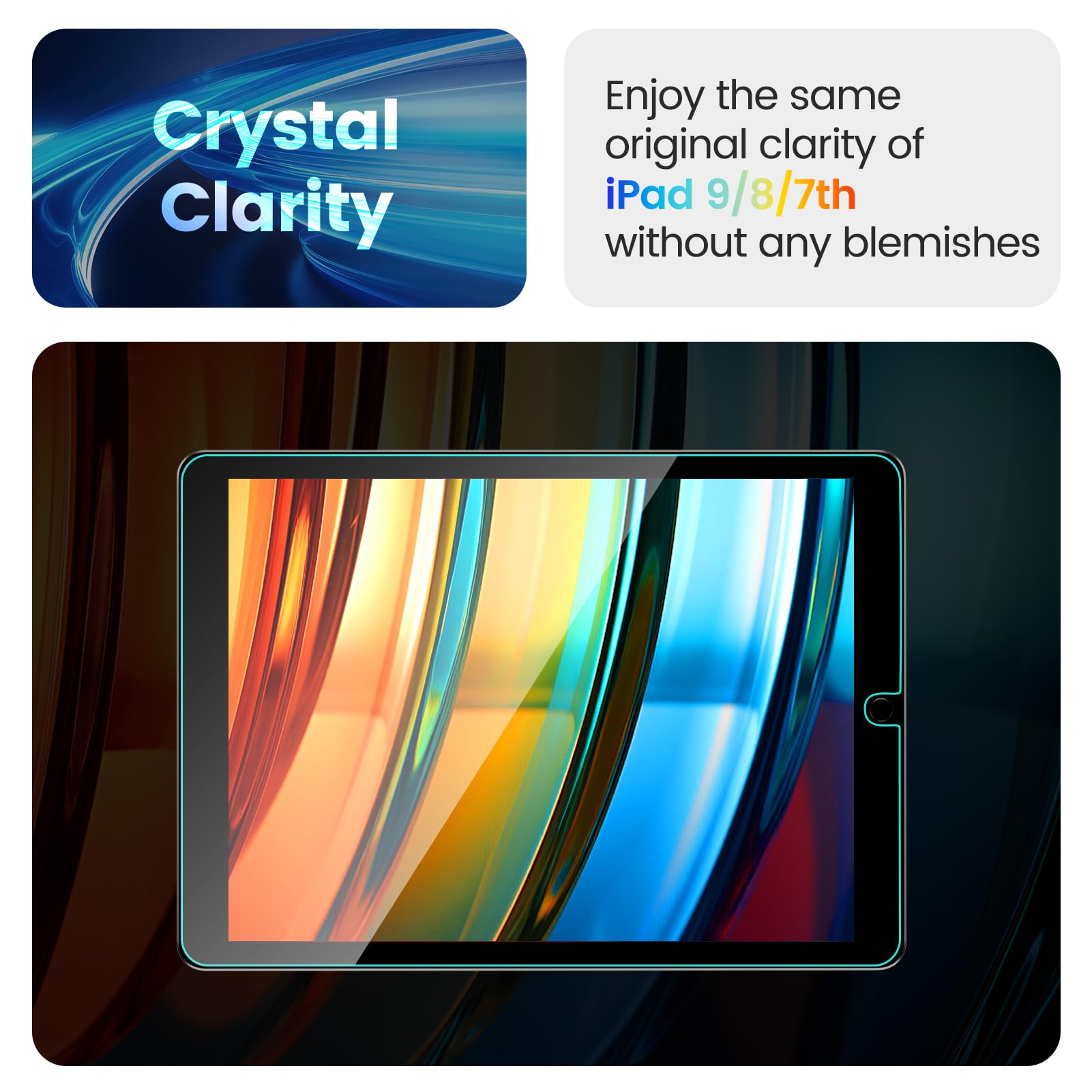 MOHAVE 2 Pack Screen Protector for iPad 10.2″ 9th/8th/7th Generation [Auto Alignment] Tempered Glass [Military Grade Protection] Supports Apple Pencil