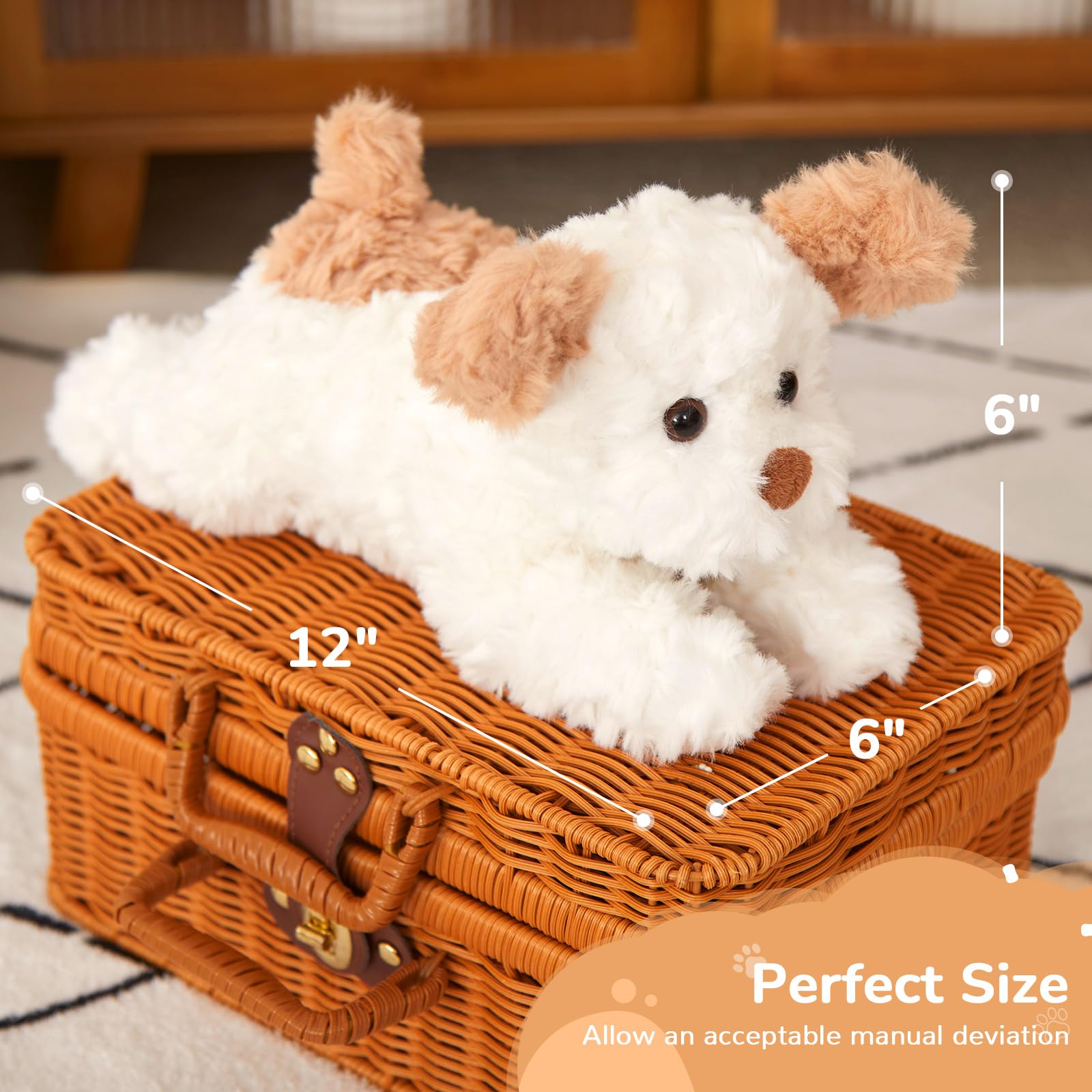 Athoinsu Adorable Dog Plush Soft Puppy Stuffed Animals Birthday Gifts for Baby Kids Toddlers, 12”