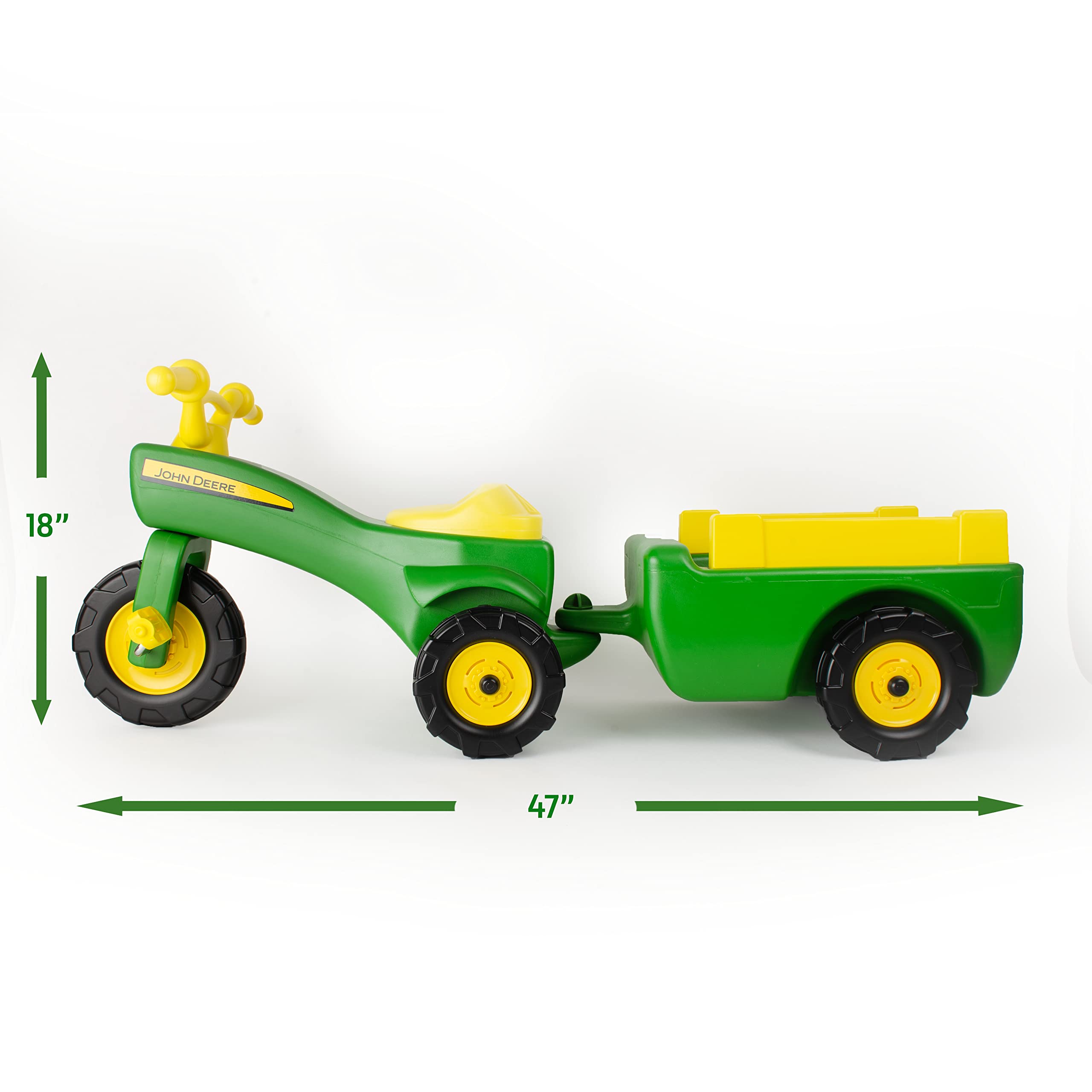 TOMY John Deere Pedal Tricycle and Wagon Set - John Deere Ride On Tractor for Kids - Officially Licensed John Deere Tractor Toys - 18 Months and Up, Green