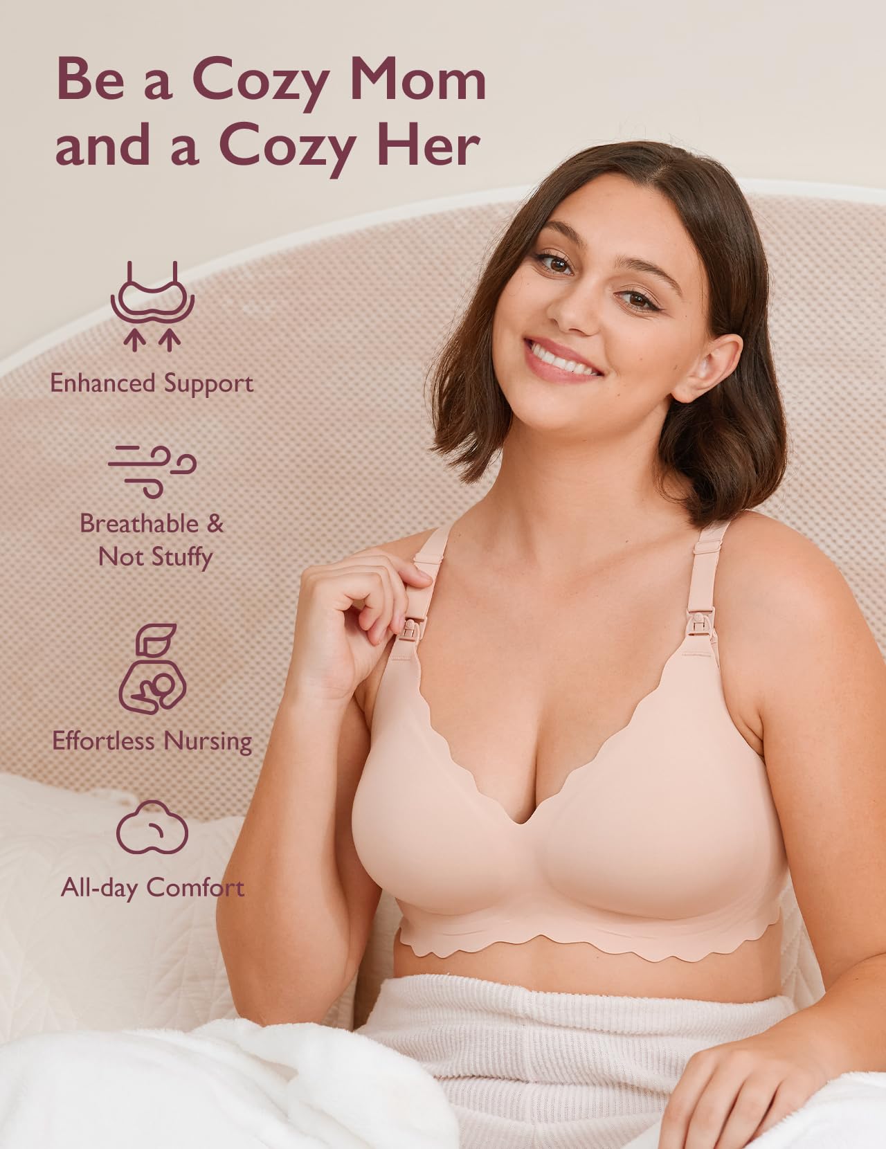 Momcozy Nursing Bras for Breastfeeding, Seamless Pregnancy Maternity Bra Wireless Classic Jelly Strip Support Nursing Bra