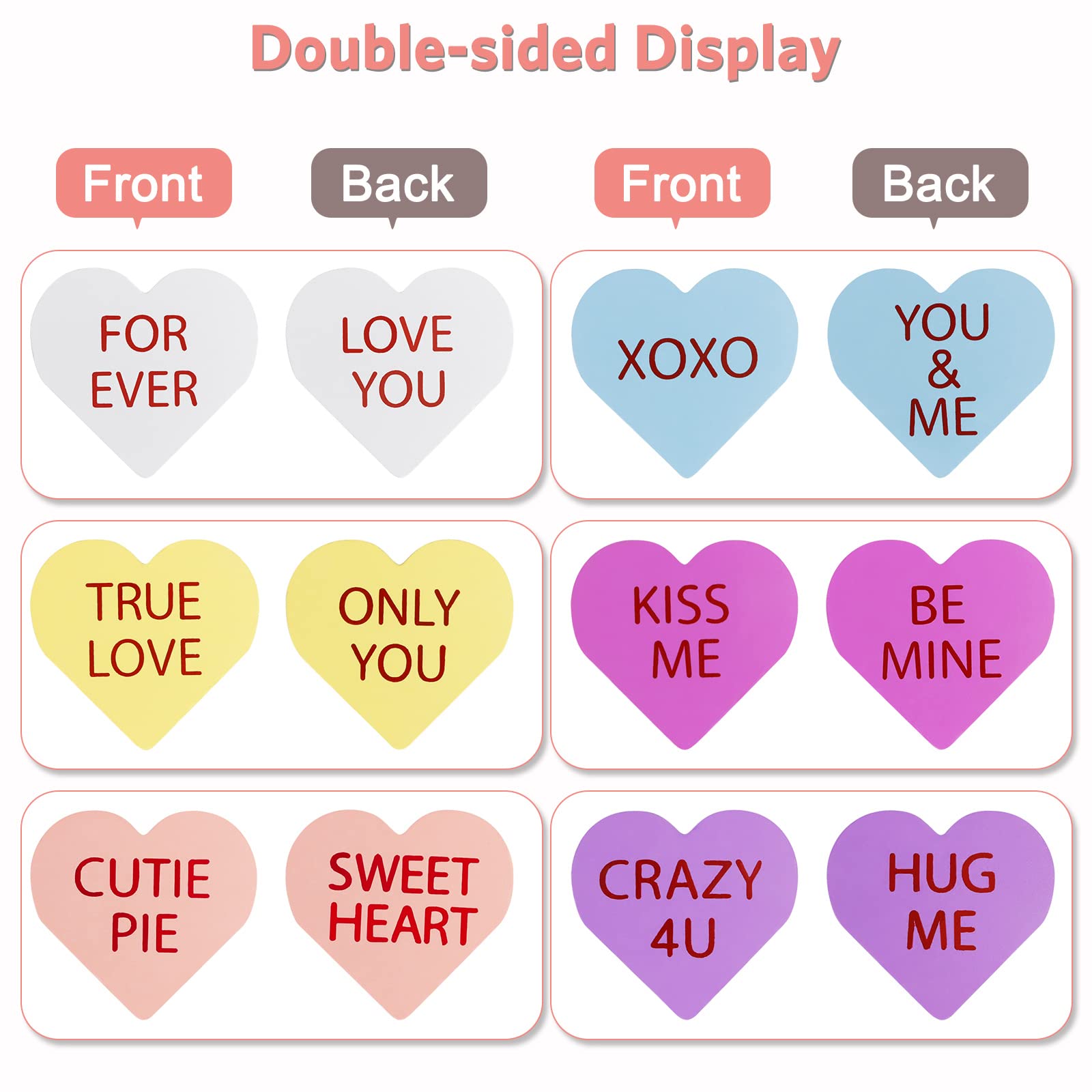 Wooden Valentines Day Decor, 6 PCS Double Printed Wood Conversation Heart Decor Signs for Valentines Decorations - Valentines Day Decorations for The Home, Table, Tiered Tray, Mantel, Shelf, Office