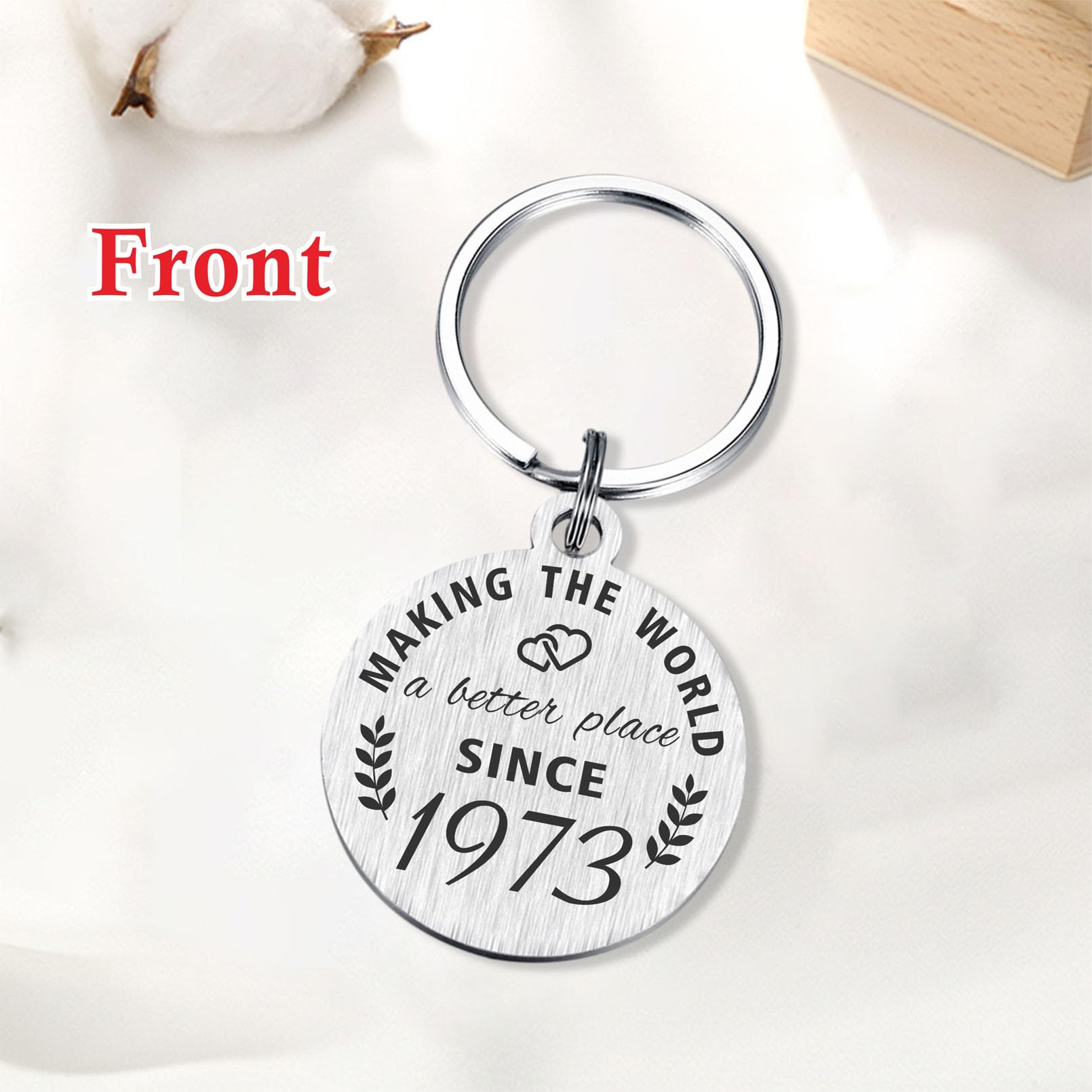 ABNTY 52nd Birthday Gifts for Women Men, 52 Year Old Birthday Keychain, Born in 1973 Gifts, 1973 Birthday Decorations