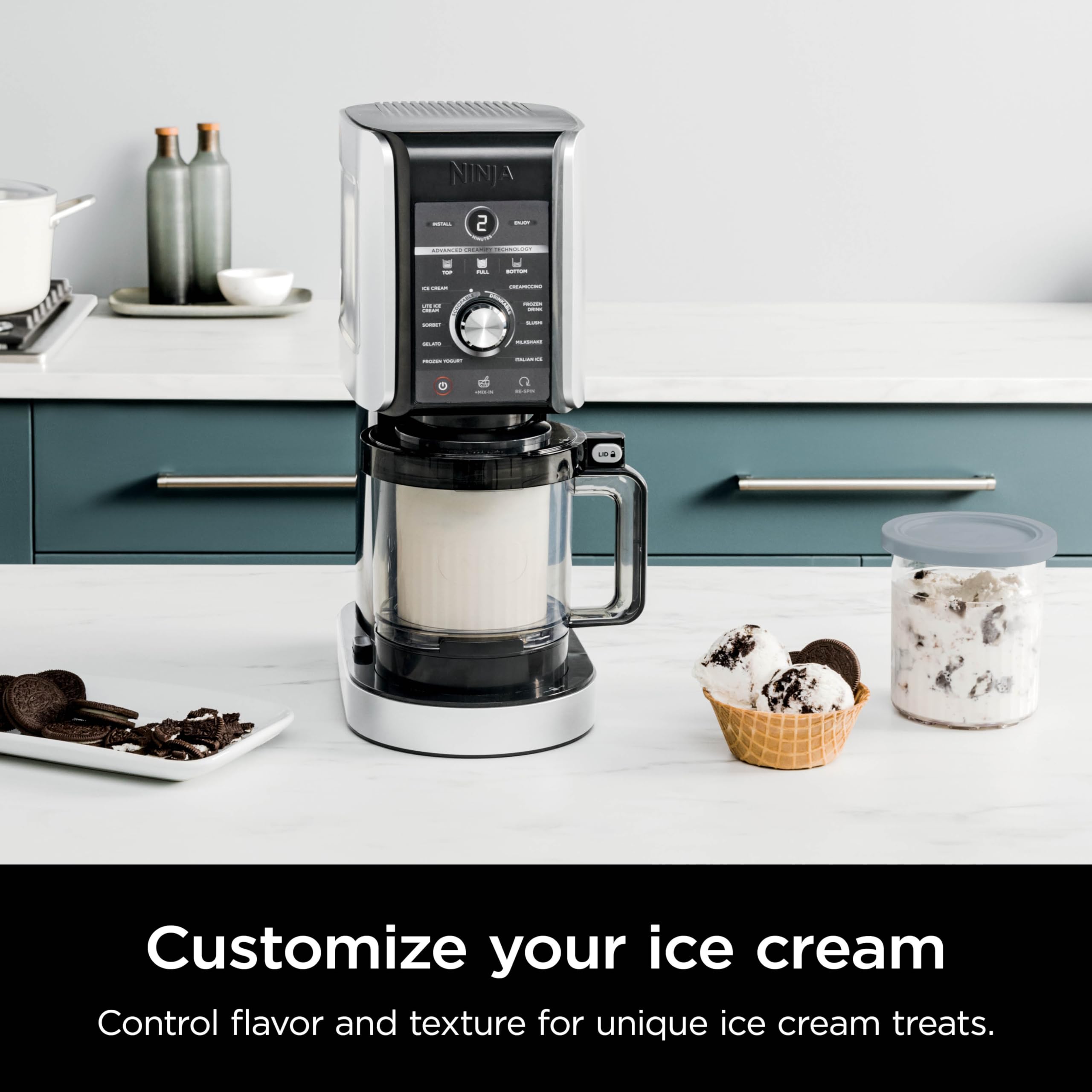 Ninja CREAMi Deluxe 11-in-1 Ice Cream & Frozen Treat Maker for Ice Cream, Sorbet, Milkshakes, Frozen Yogurt, & More, 11 Programs, XL Capacity, Silver, Includes (2) Family-Sized 24 oz. Tubs