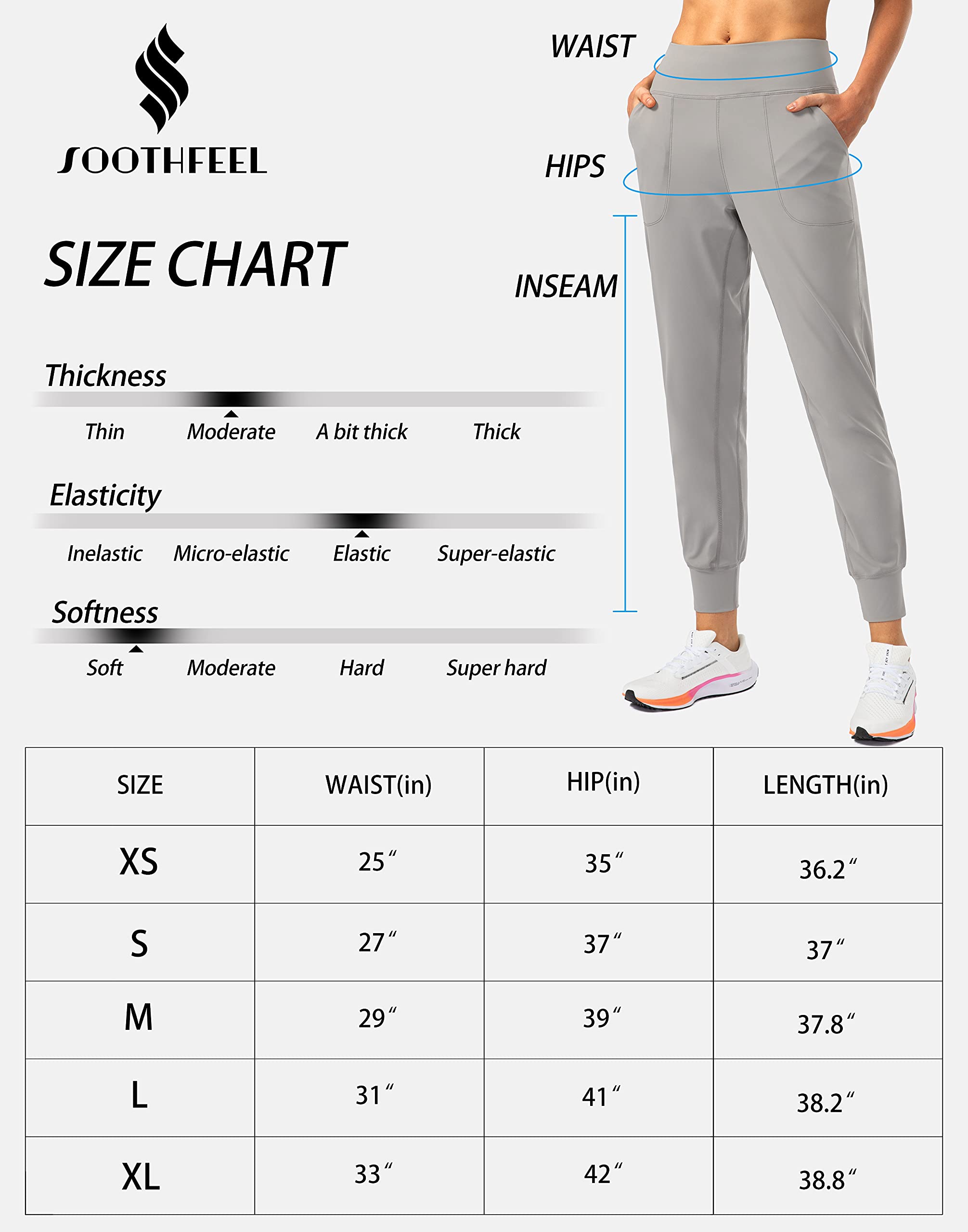 Soothfeel Women's Joggers with Zipper Pockets High Waisted Athletic Workout Yoga Pants Joggers for Women Regular (Dark Grey, Medium)