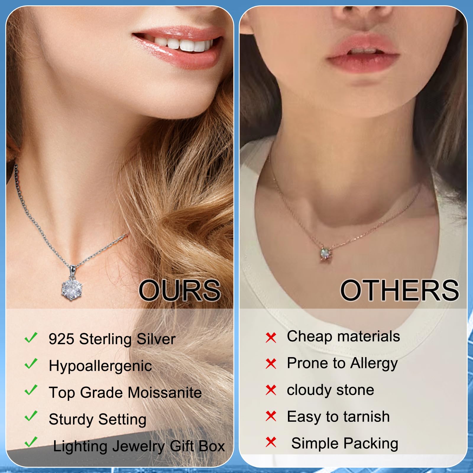 SecreTalk Moissanite Pendant Necklace for Women, 1CT D Color Ideal Cut 925 Sterling Silver Solitaire Diamond Necklace with Certificate of Authenticity (Pear Cut)