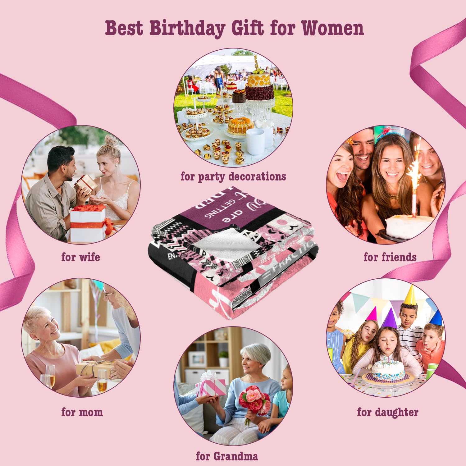 Ivivis Birthday Gifts for Women Girls Throw Blanket 60"X50", Happy Birthday Decorations for Women, Gifts for Women Birthday Unique, Womens Birthday Gift Ideas for Her Friend Mom Sister Grandma Wife