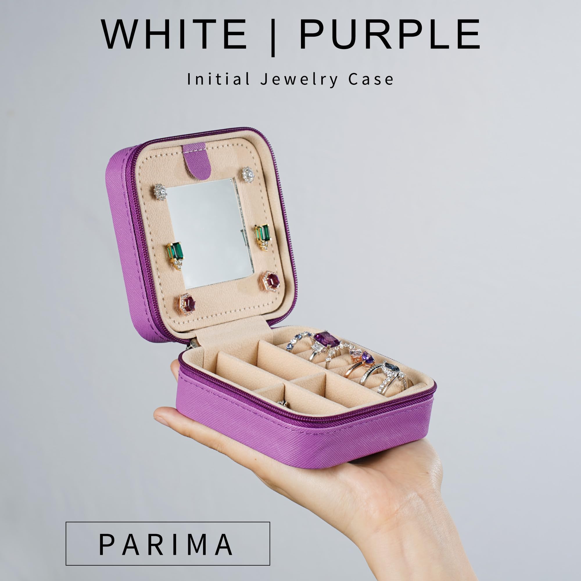 Parima Small Jewelry Box for Girls, Travel Initial Jewelry Box for Girls | Small Jewelry Organizer Box | Travel Jewelry Case Jewelry Box Organizer | Mini Travel Jewelry Box-Initial O-Purple