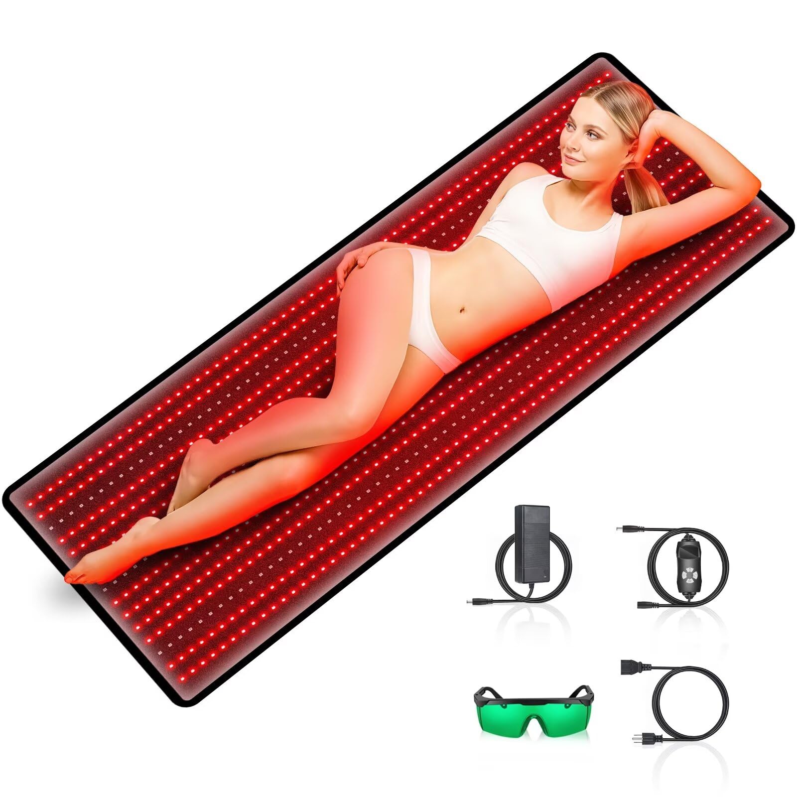 Red Light Therapy Mat for Full Body - 945pcs LED 63''×22.44'' Large Red & Infrared Light Therapy Pad Blanket with Red Light 660nm and Near-Infrared Light 850nm for Body at Home Use