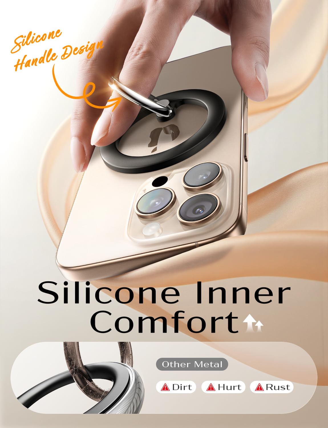LISEN for MagSafe Phone Grip Holder 2025 Upgraded [360° Rotation & Strong Magnet] MagSafe Kickstand iPhone Magnetic Ring for Phone Case, Magnetic Phone Grip for iPhone 17 Pro Max Air 16/15/14/13/12