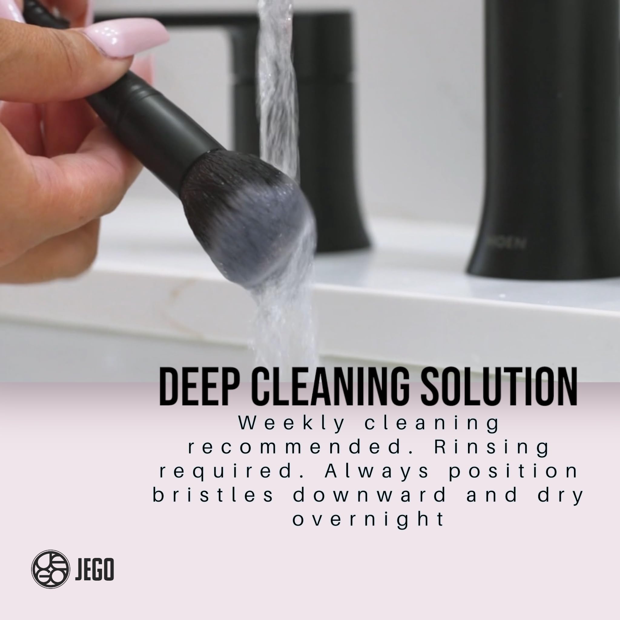 JEGO Makeup Brush Cleaner Solution - Sponge Cleaner - Make Up Brush Liquid Cleanser - Hypoallergenic & Plant-Based Solution Removes Makeup, Dirt, & Oil - 8 Oz (1 Bottle + Bowl)