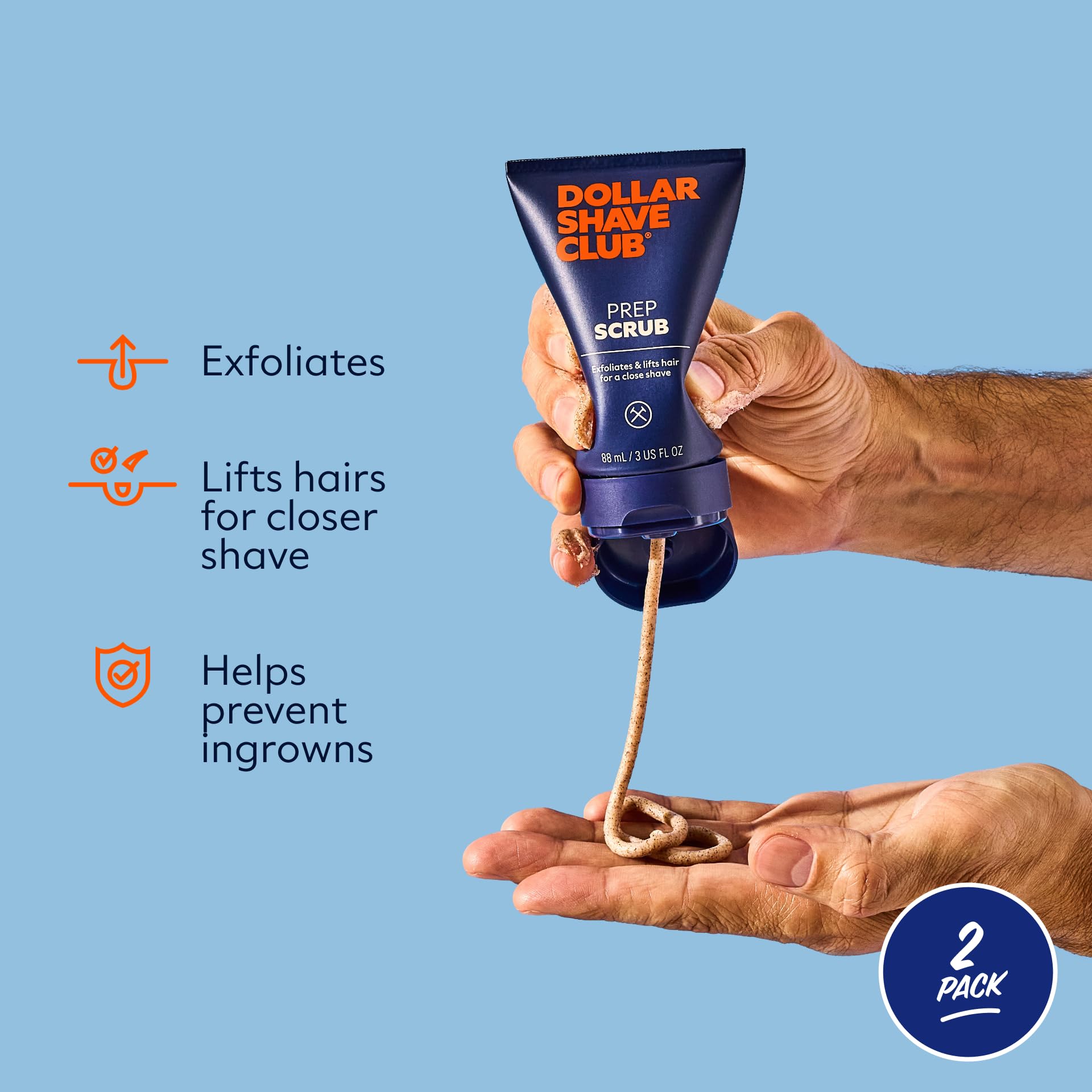 Dollar Shave Club | Prep Scrub 3 ounce (2 Pack) | Pre Shave Scrub to Prevent Ingrown Hairs