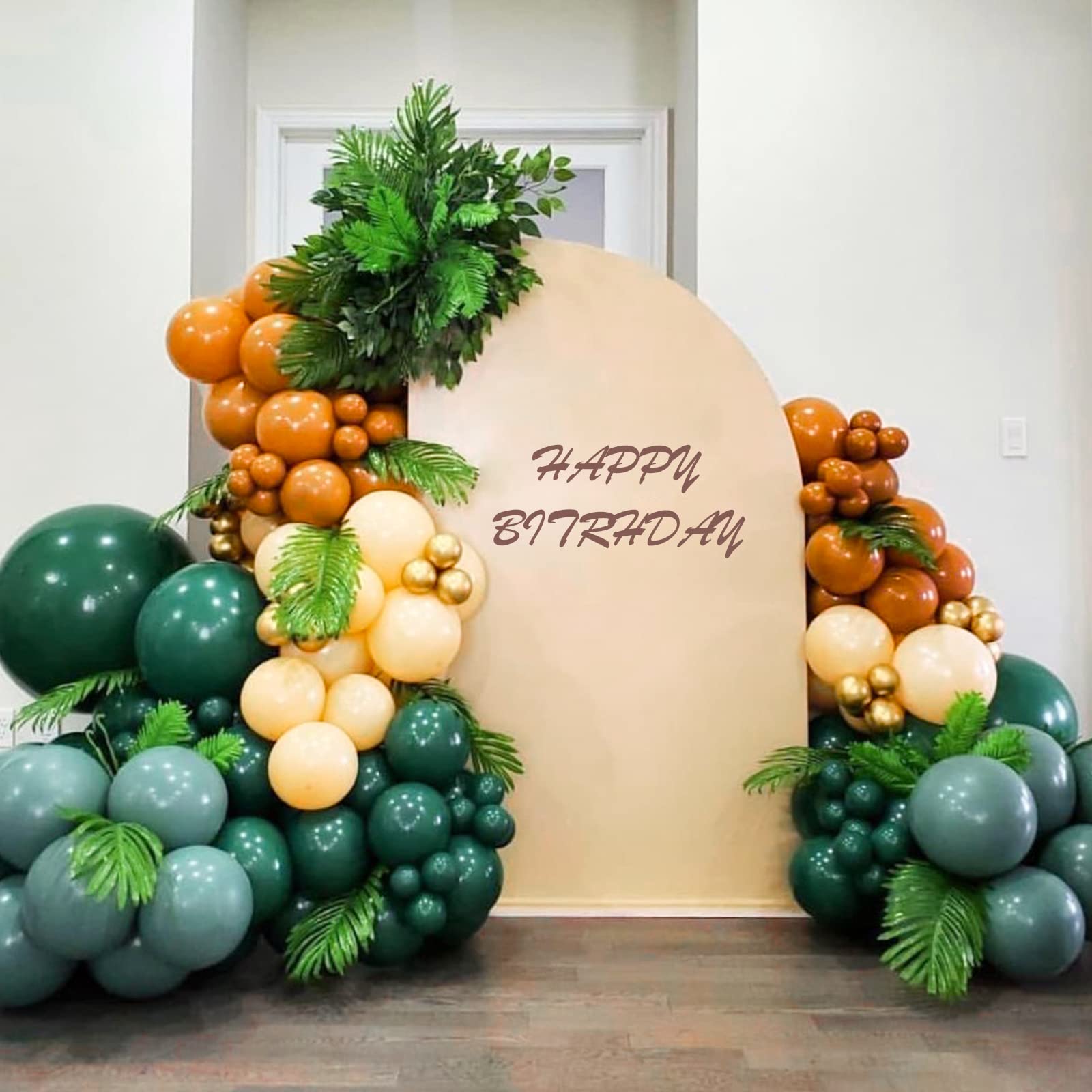 PartyWoo 140 pcs Green Balloon Garland Kit, Pack of Green, Sage Olive Caramel, Nude, Metallic Gold & Dark Balloons for Birthday Decorations, Baby Shower Wedding Decorations