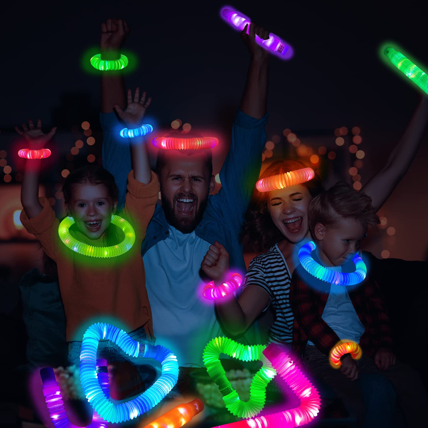 New Years Eve Glow Sticks Party Pack 12 PCS-Glow in Dark Party Favor Supplies for Kids,Light Up Glow Necklaces Bracelets Accessories for Toddlers,Neon Party Decorations for NYE 2025 Birthday Camping