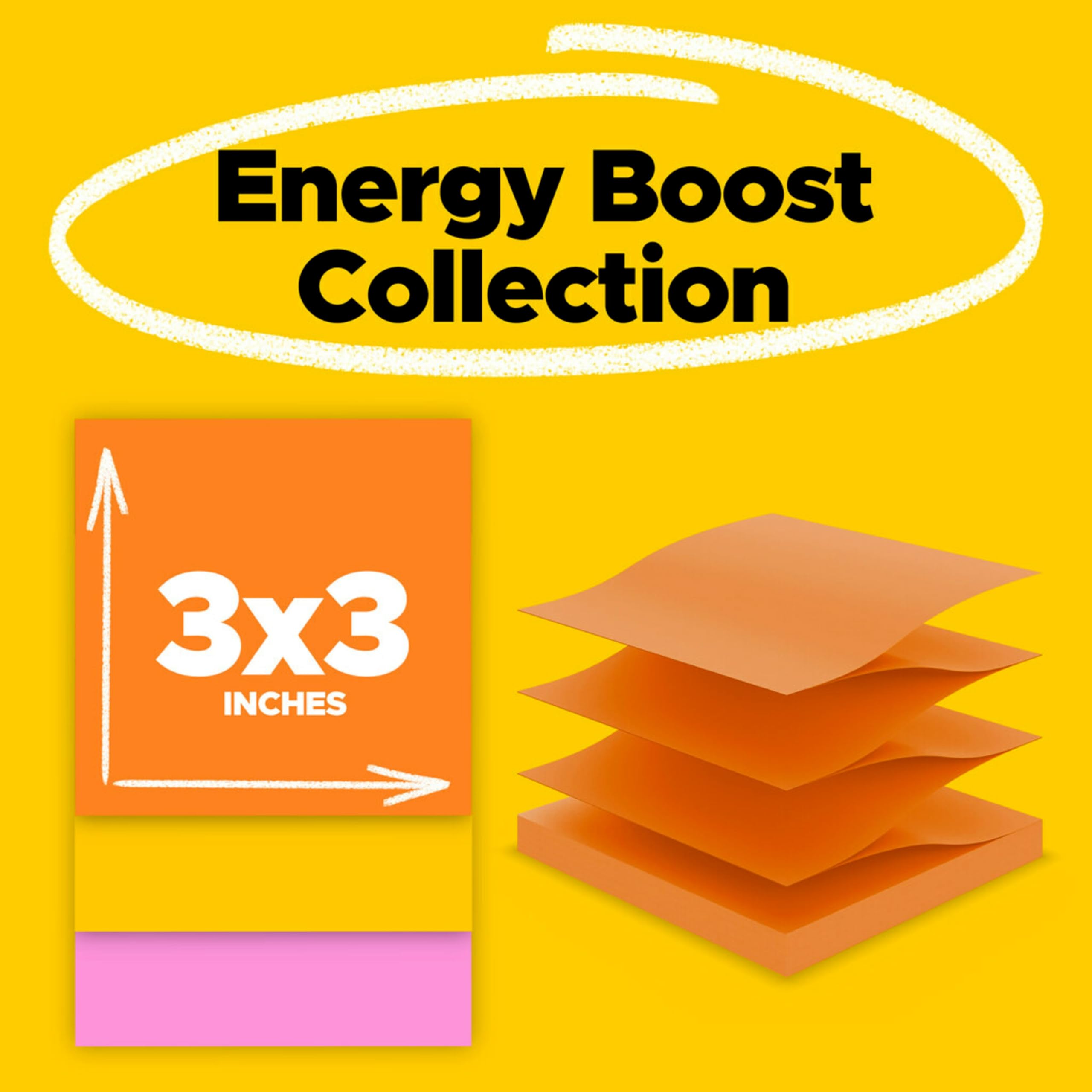 Post-it Super Sticky Dispenser Pop-up Notes, 18 Sticky Note Pads, 3 x 3 in., 2X The Sticking Power, New Year Organization or Second Semester School Supplies, Energy Boost Collection