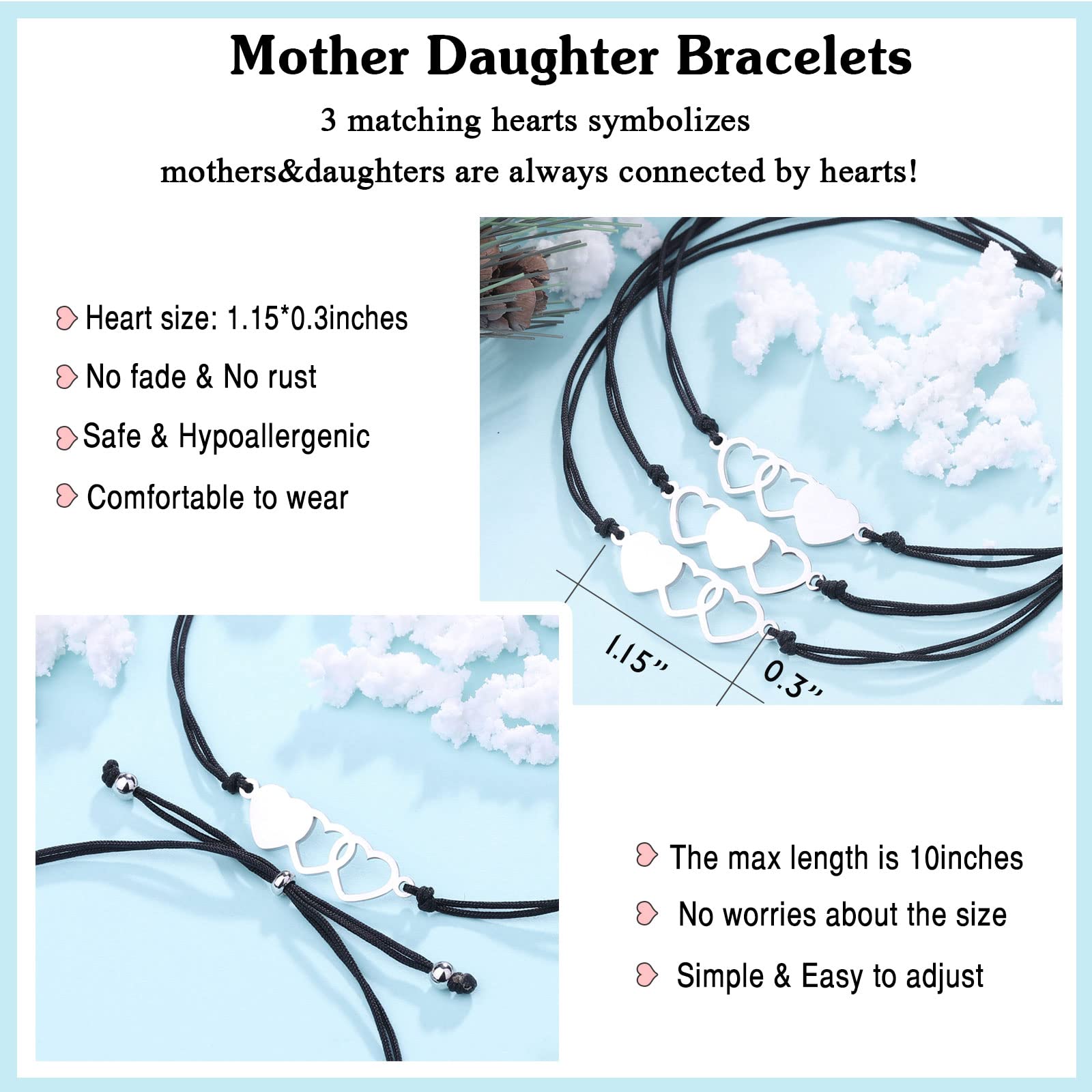 UNGENT THEM Back to School Stuff Mommy and Me Mother Daughter Bracelets Daughter Gifts from Mom First Day of School Bracelet Birthday Christmas Valentine's Day Gifts for Kids Girls