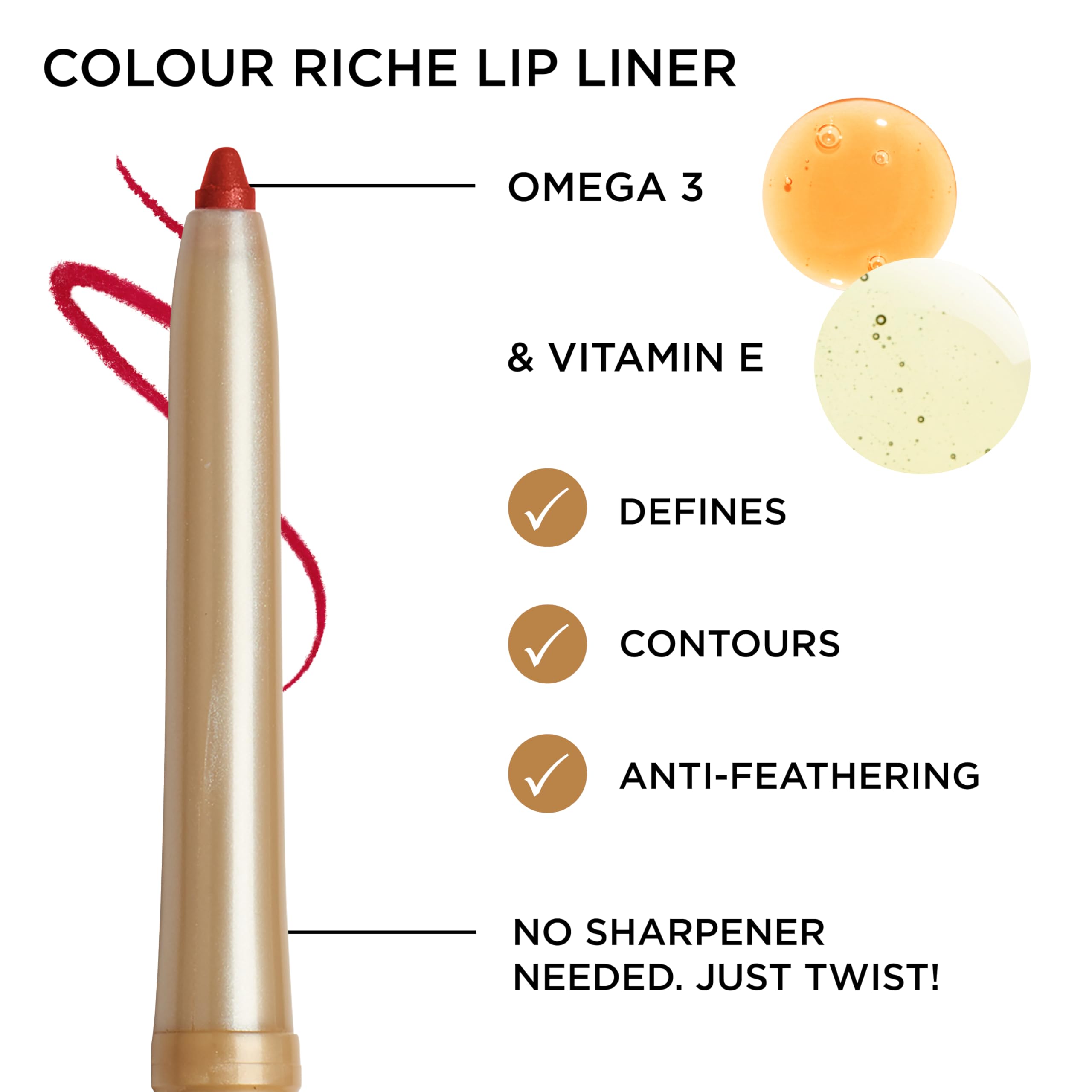 L’Oréal Paris Colour Riche Lip Liner Pencil, Creamy Lip Liner with Omega 3 and Vitamin E, 601 Worth It (Pinky Nude)