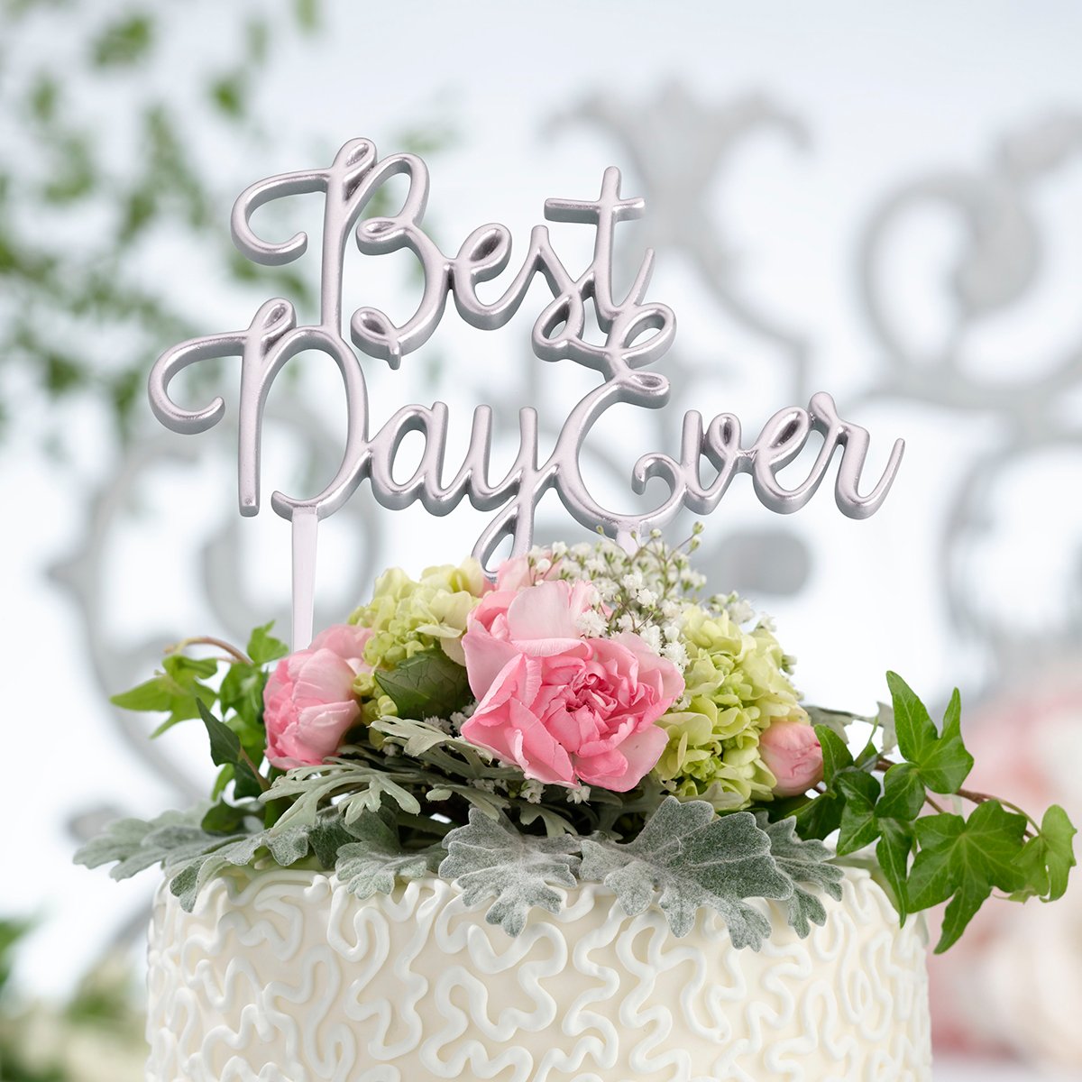 Lillian Rose Silver Best Day Ever Wedding Cake Topper